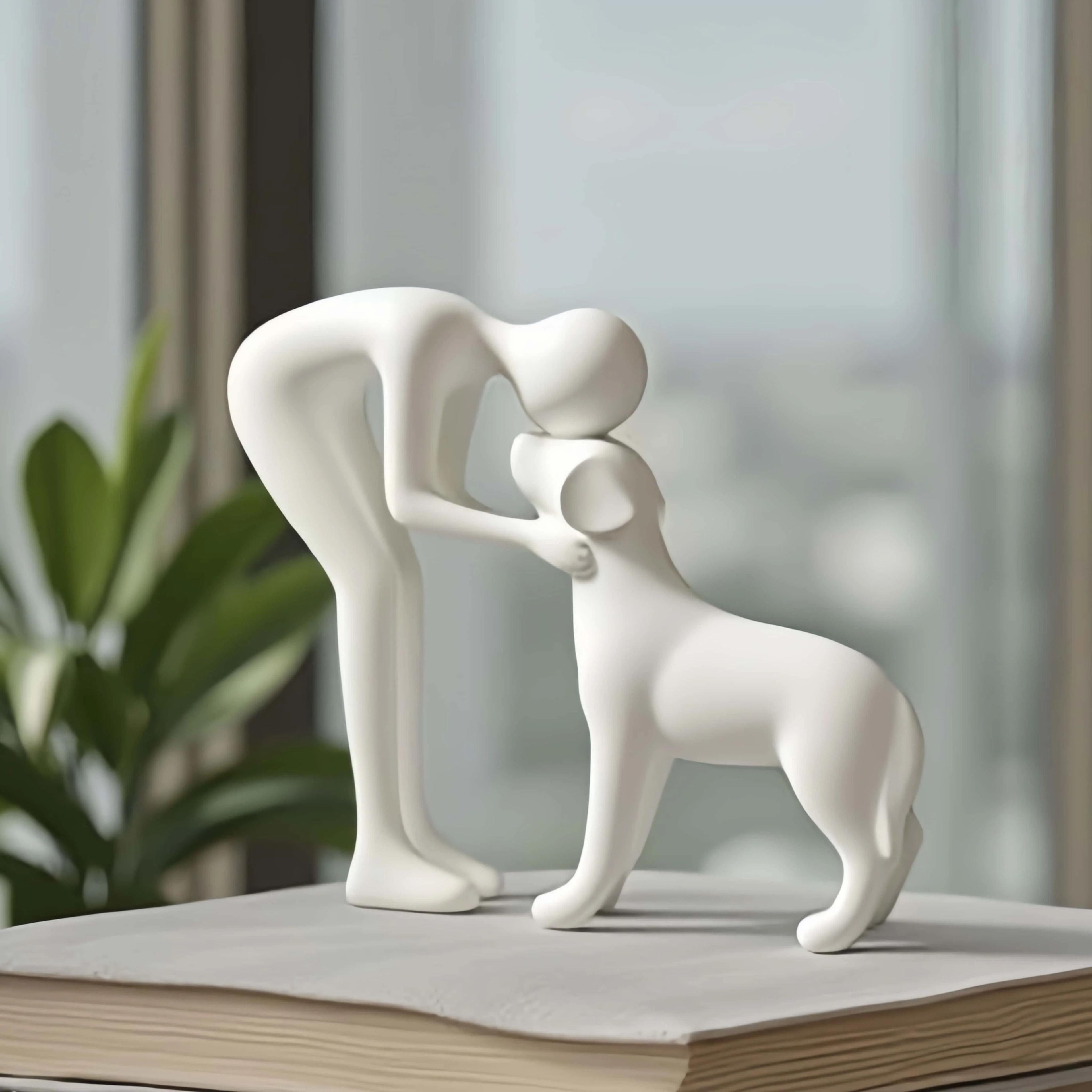 Minimalist Dog  Owner Emotional Sculpture  HighFidelity Sculptural Desktop Decor  Heartfelt Home Ga 2