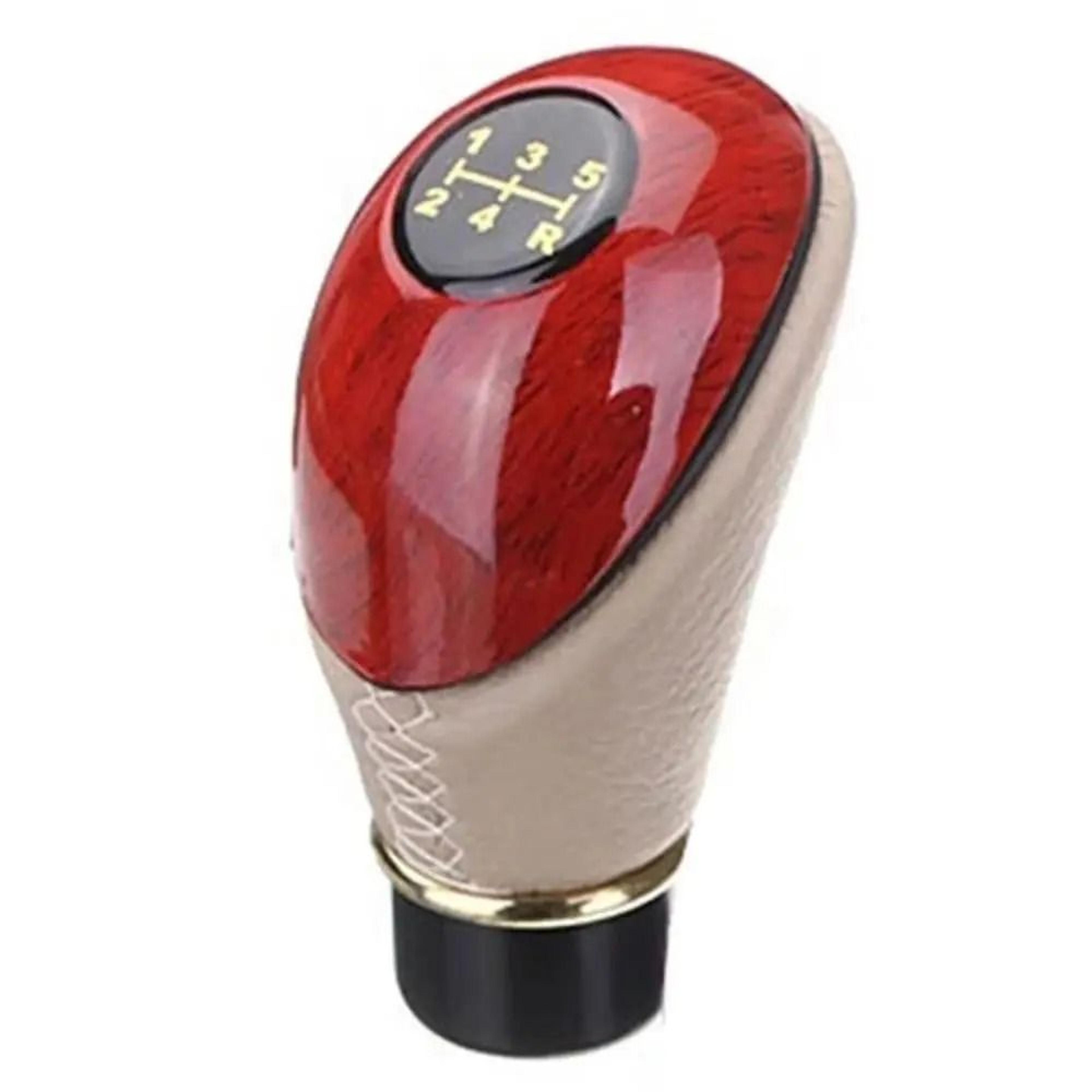 Wooden  PU Leather Shift Knob  5Speed Manual Lever Upgrade 6