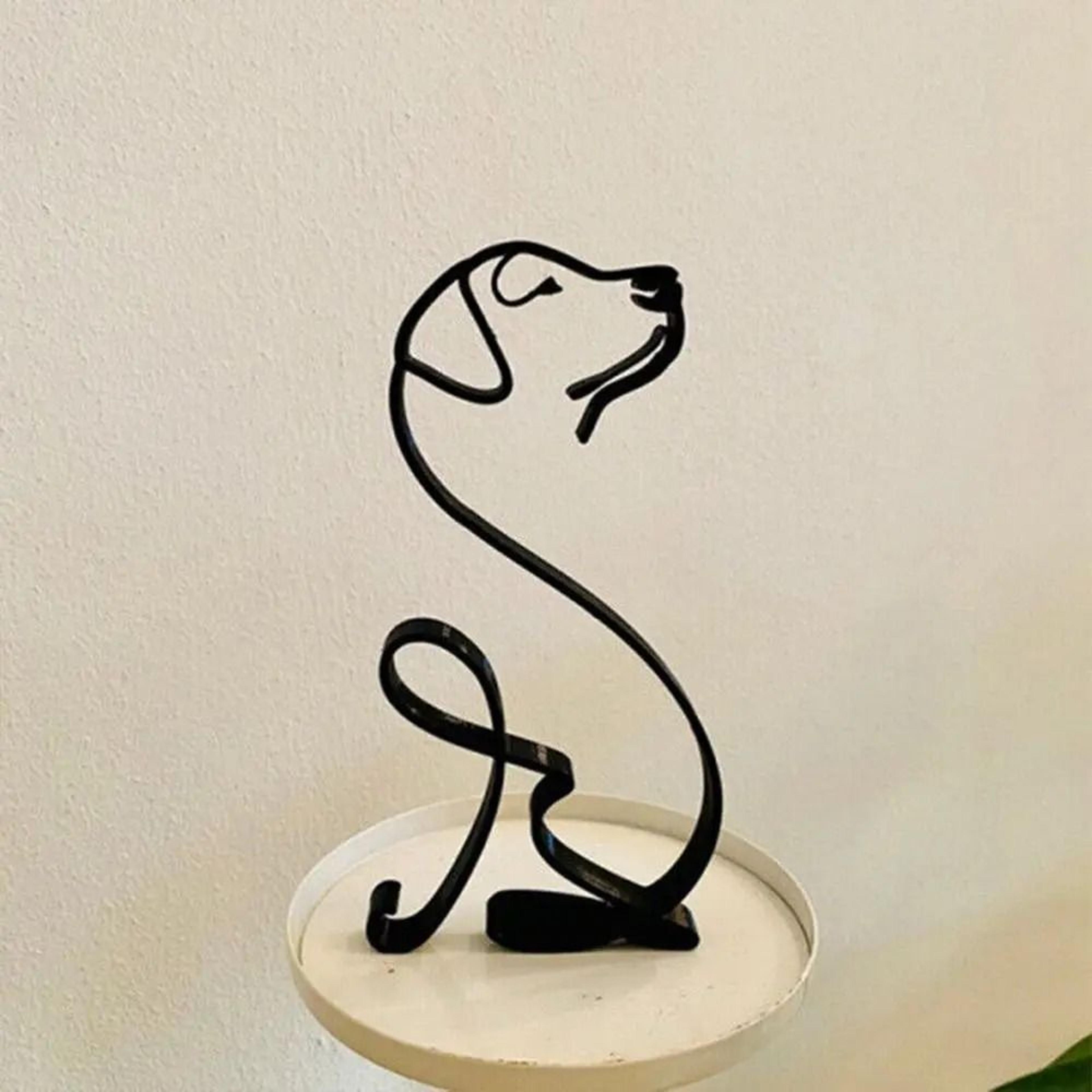Abstract Dog Art Figurine  Wrought Iron Minimalist Sculpture Logic 4