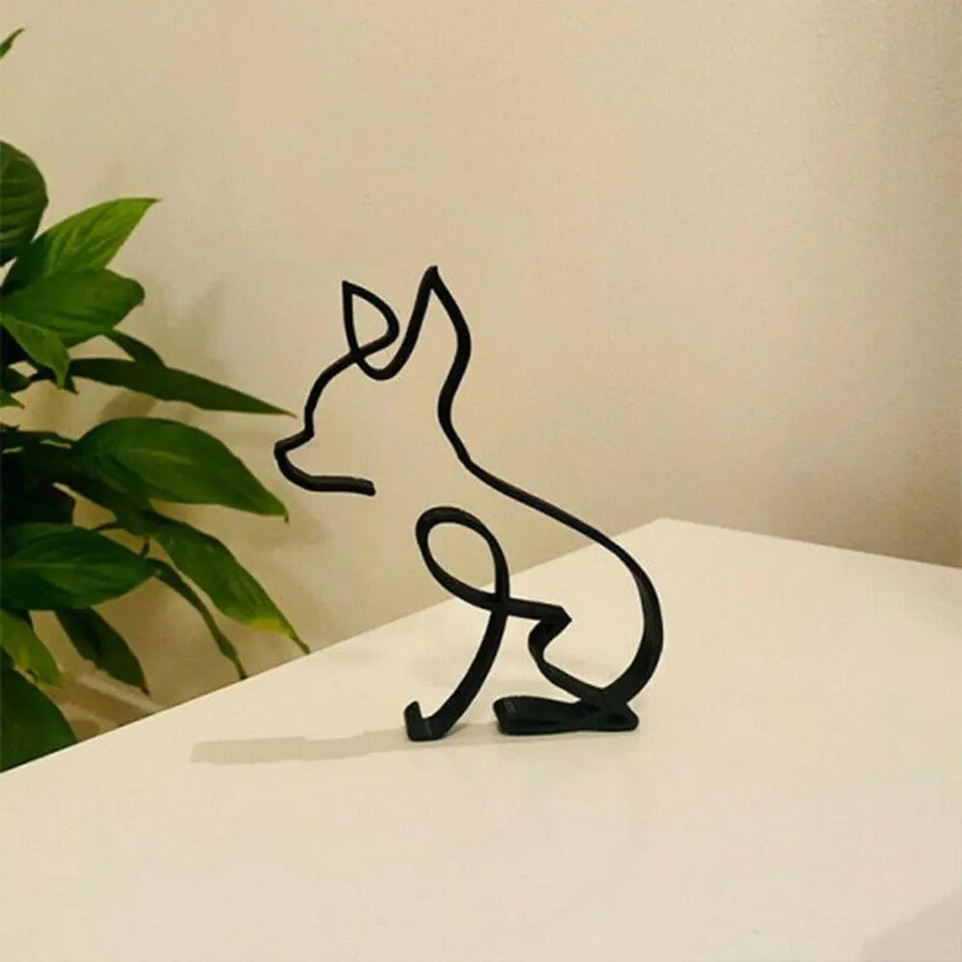Abstract Dog Art Figurine  Wrought Iron Minimalist Sculpture Logic 7