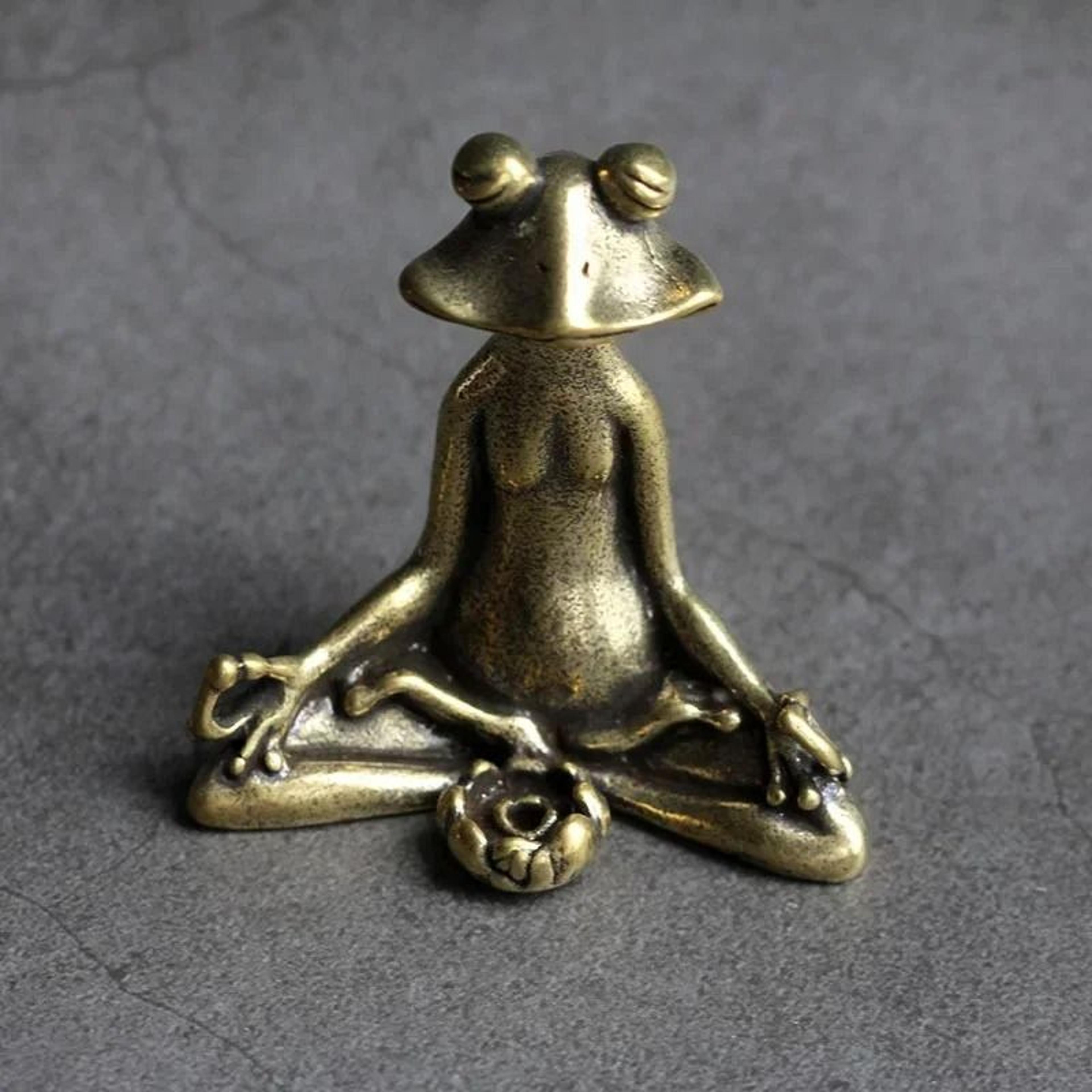 Retro Pure Copper Zen Frog Incense Holder And Tea Pet Ornament 2