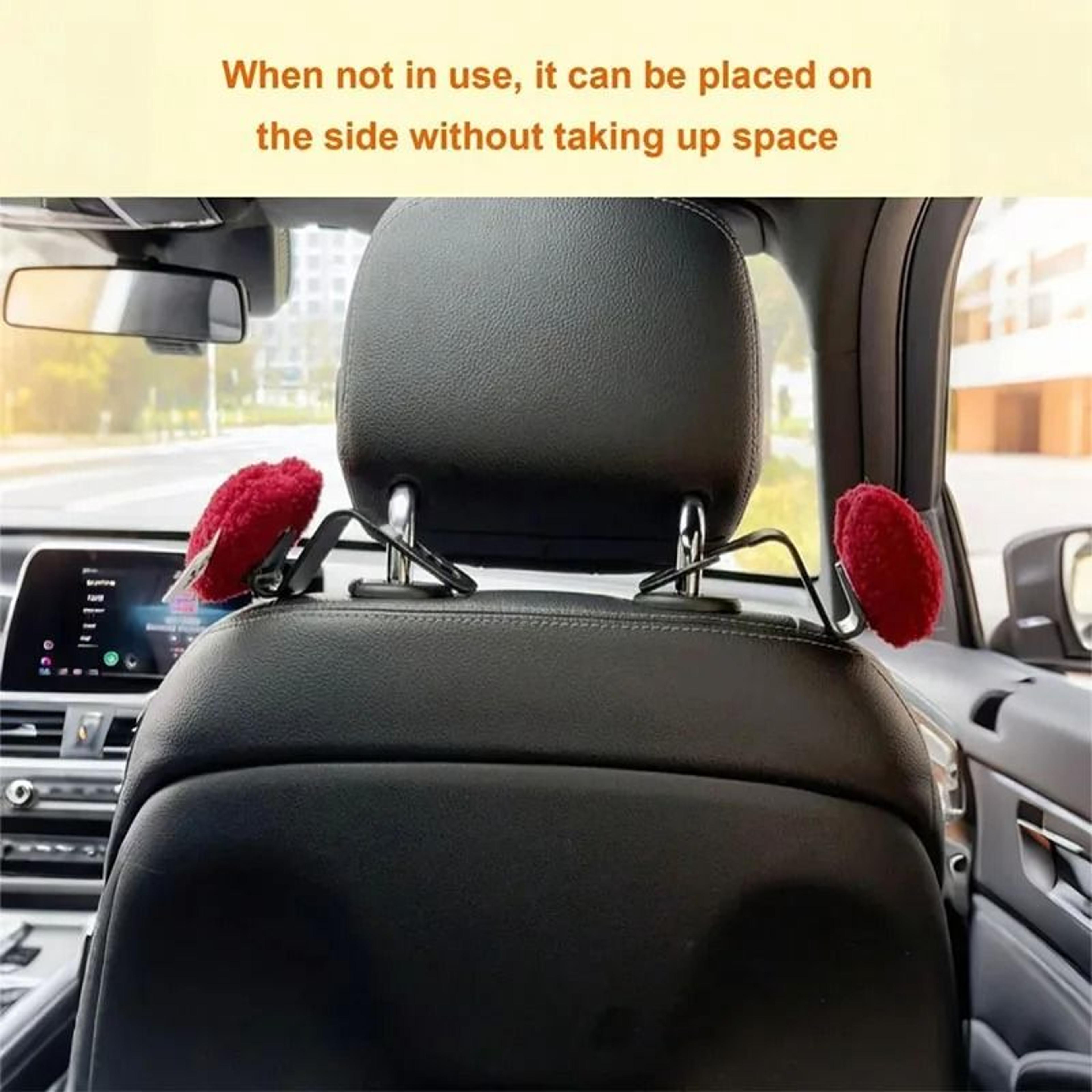 Plush HeartShaped Car Seat Back Organizer Hooks 2Piece Set 1