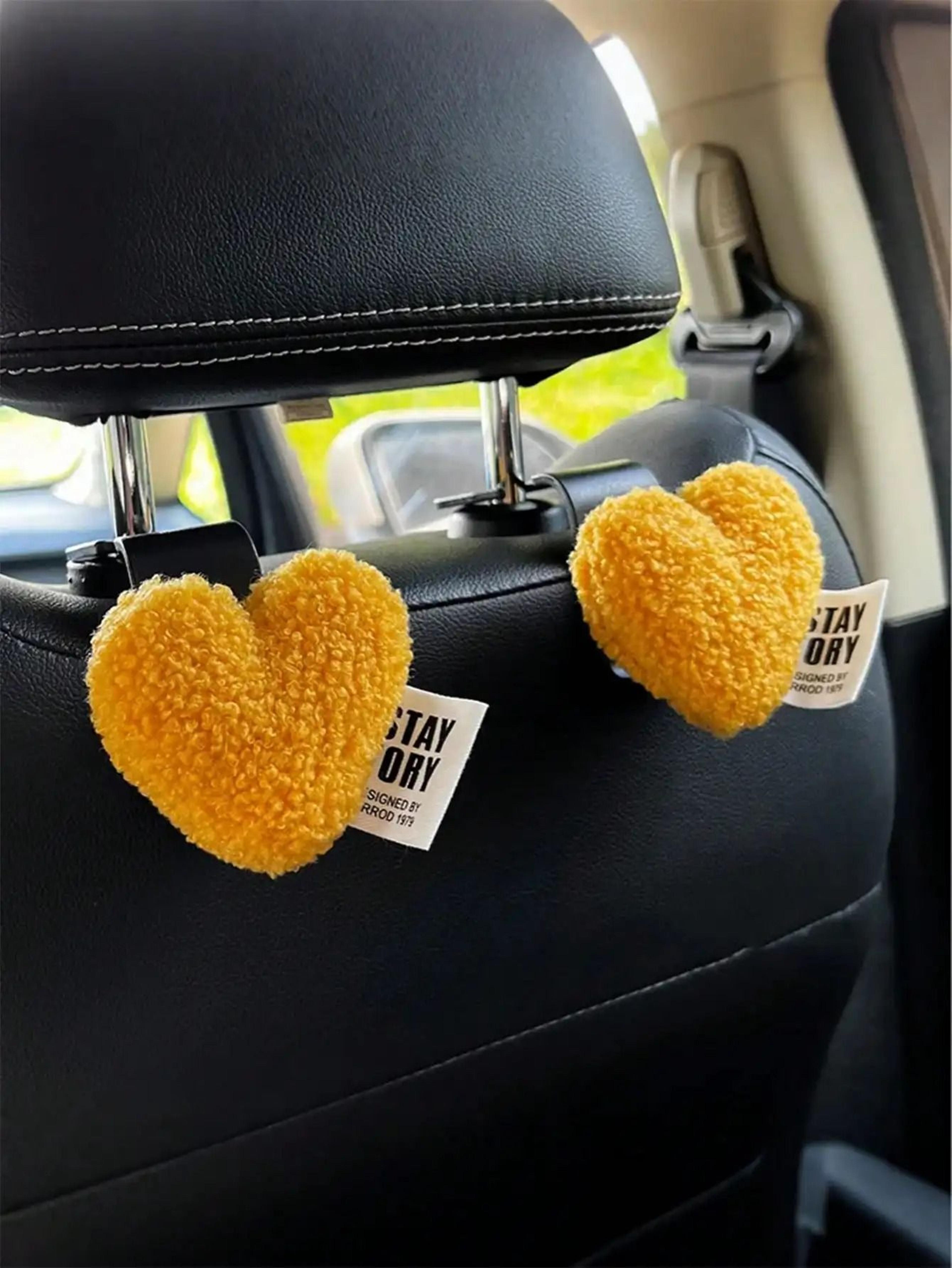 Plush HeartShaped Car Seat Back Organizer Hooks 2Piece Set 9
