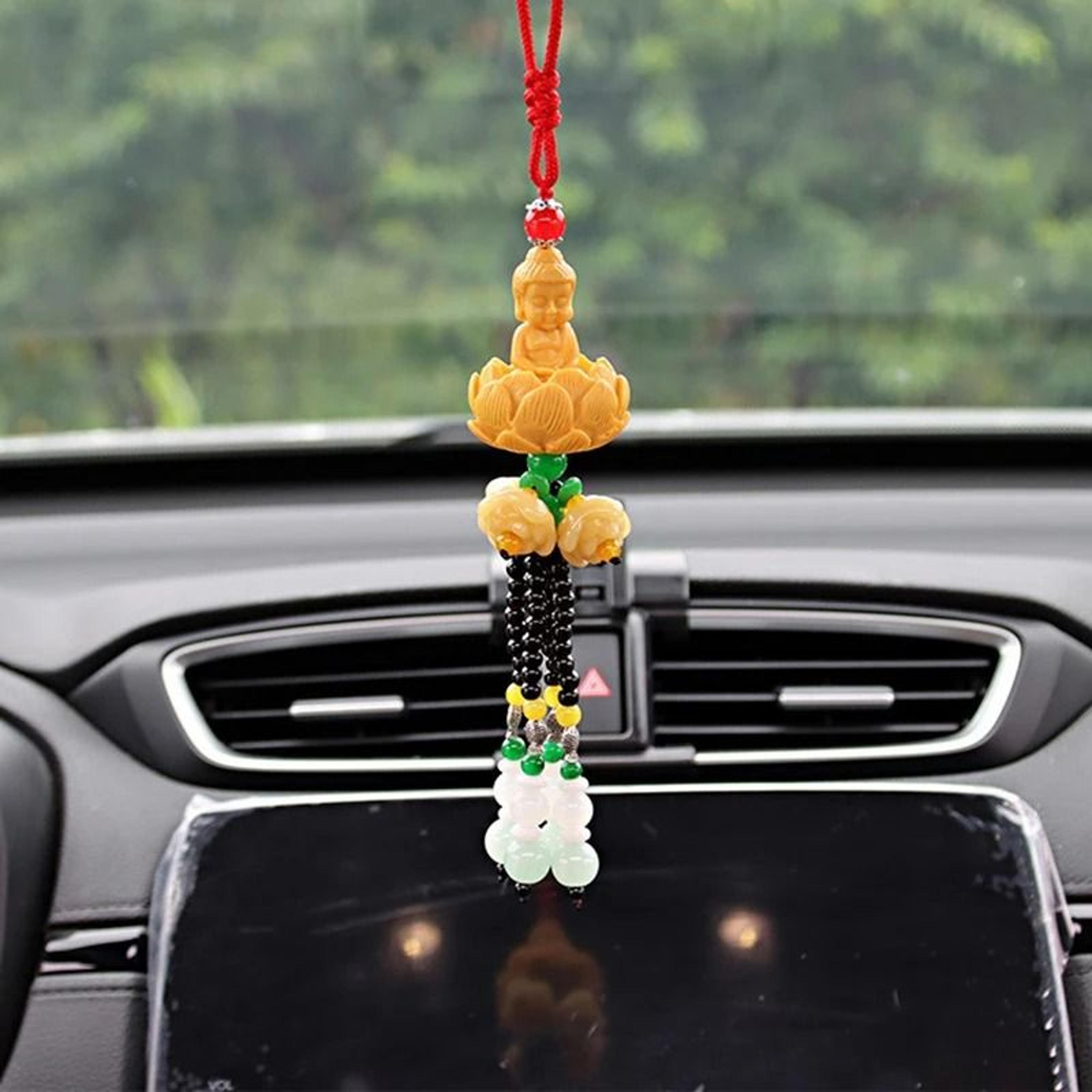 Serene Buddha Lotus Interior Mirror Pendant 4