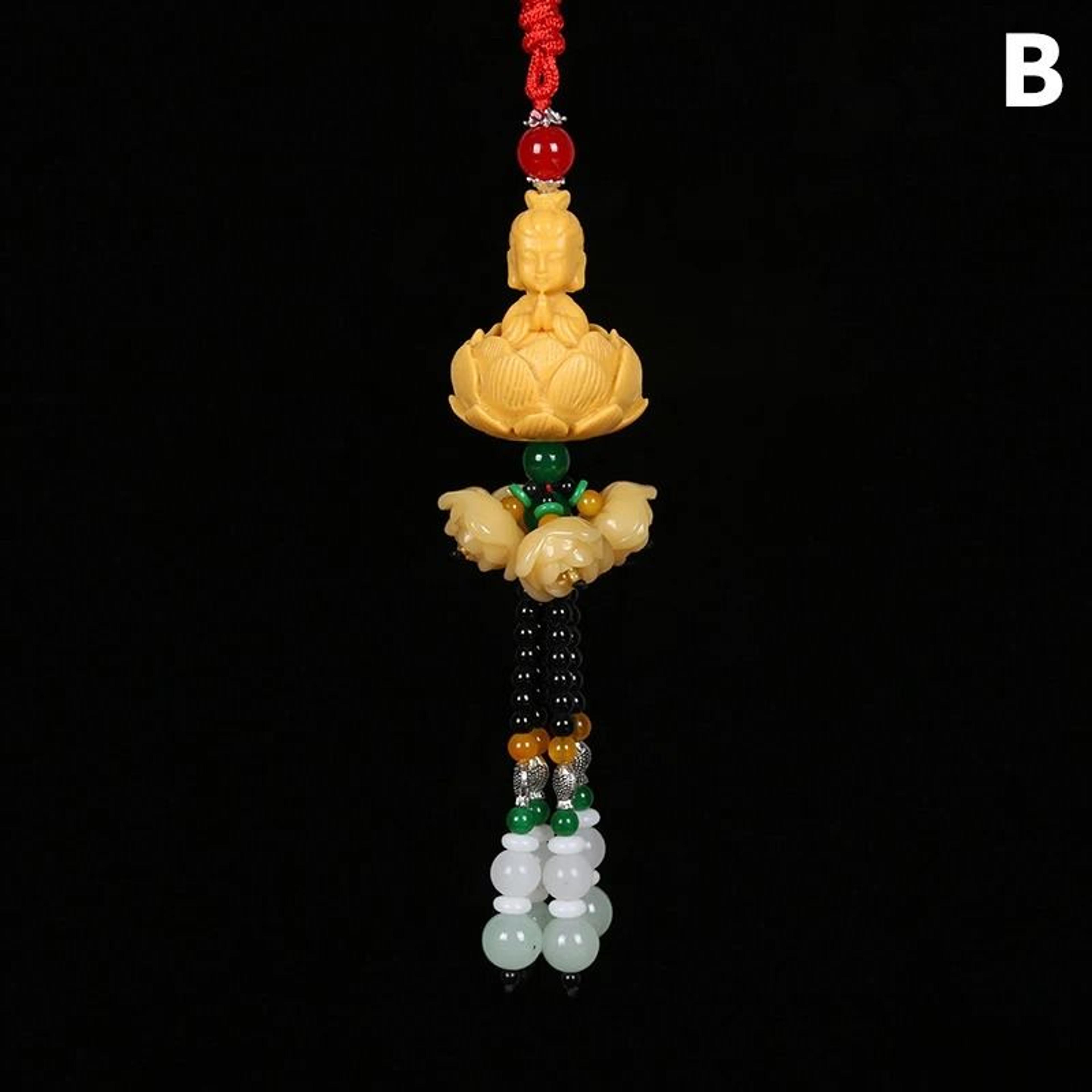 Serene Buddha Lotus Interior Mirror Pendant 7