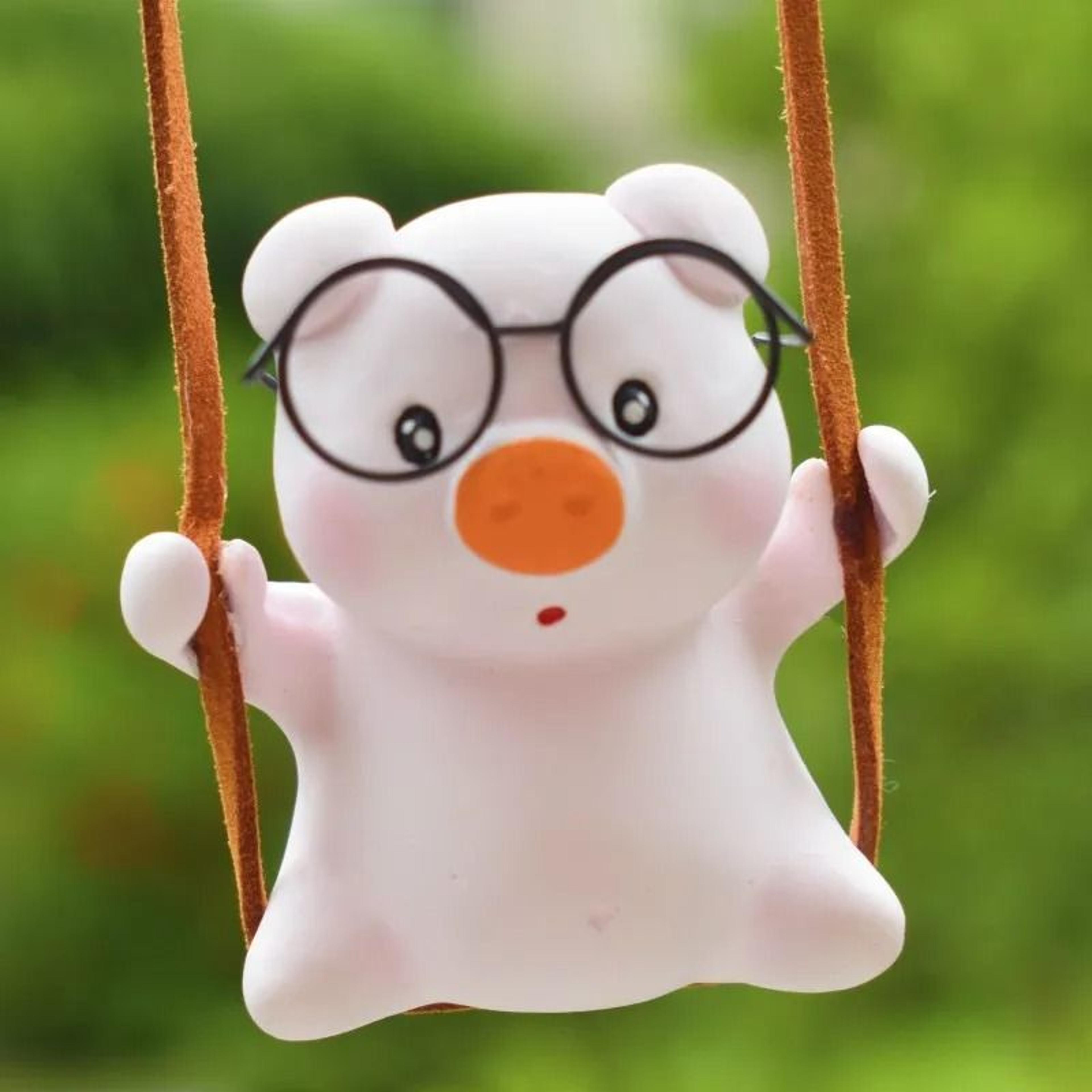 Pink Serenity Swing Pig Mirror Pendant 9