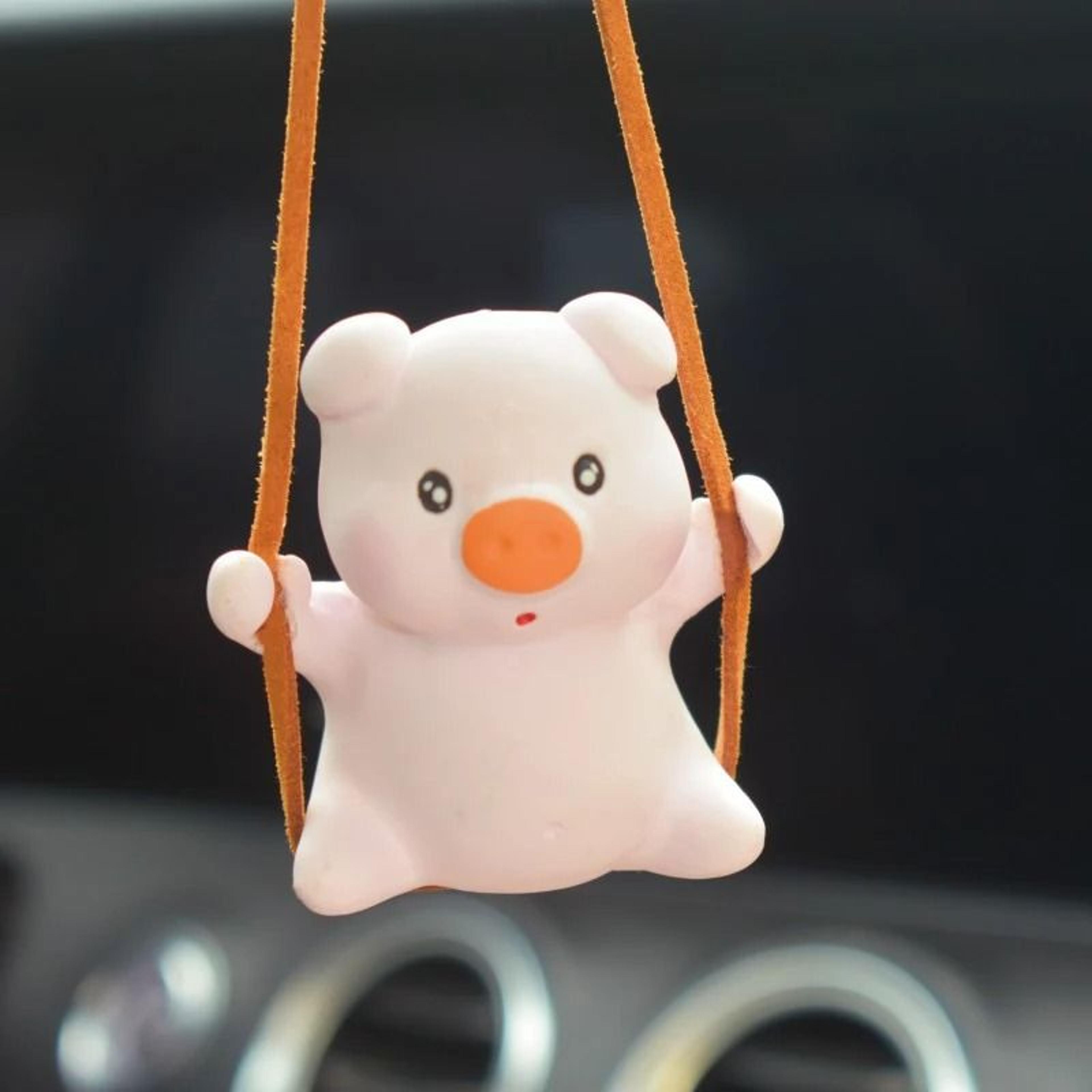 Pink Serenity Swing Pig Mirror Pendant 3