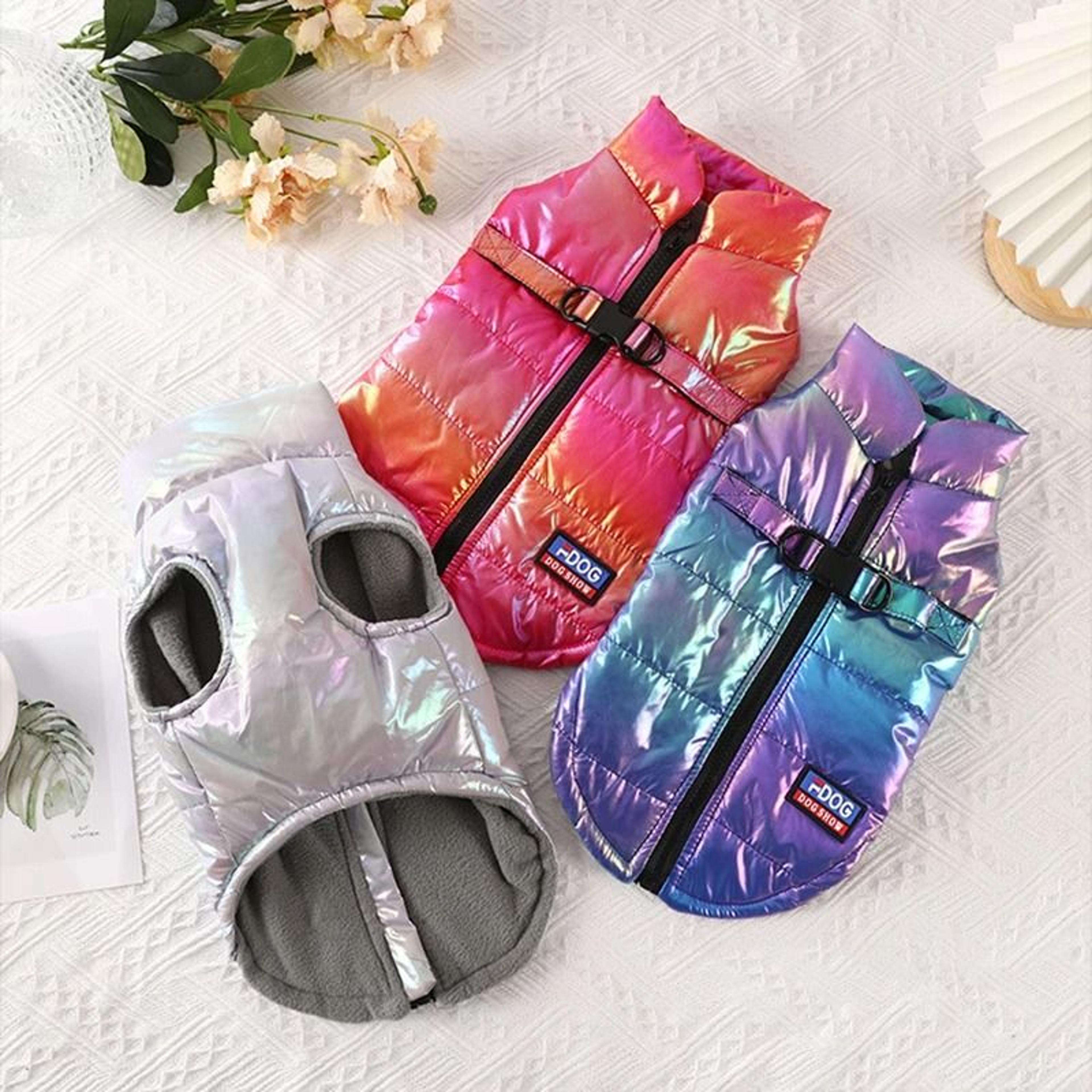 Iridescent Rainbow Gradient Reflective Pet Winter Vest 2