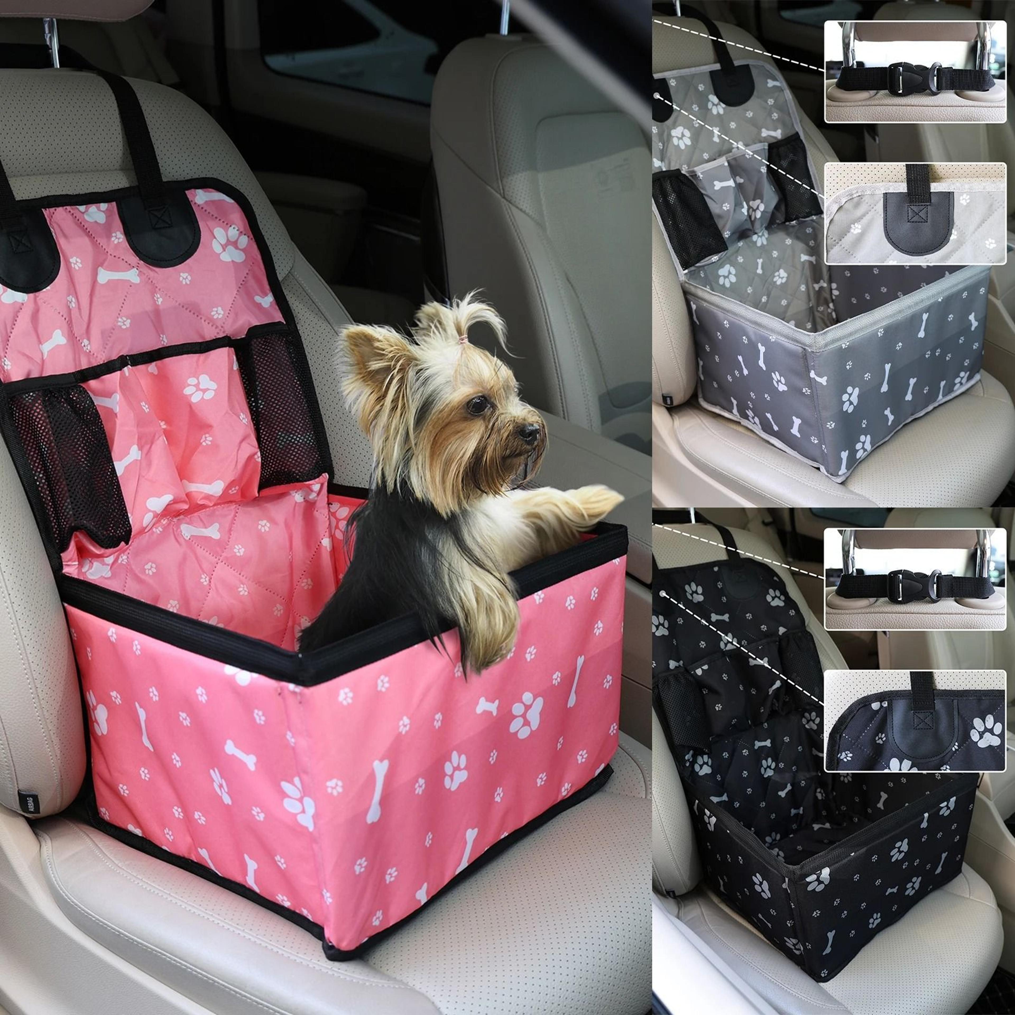 portable non-slip pet travel booster seat with integrated storage pockets