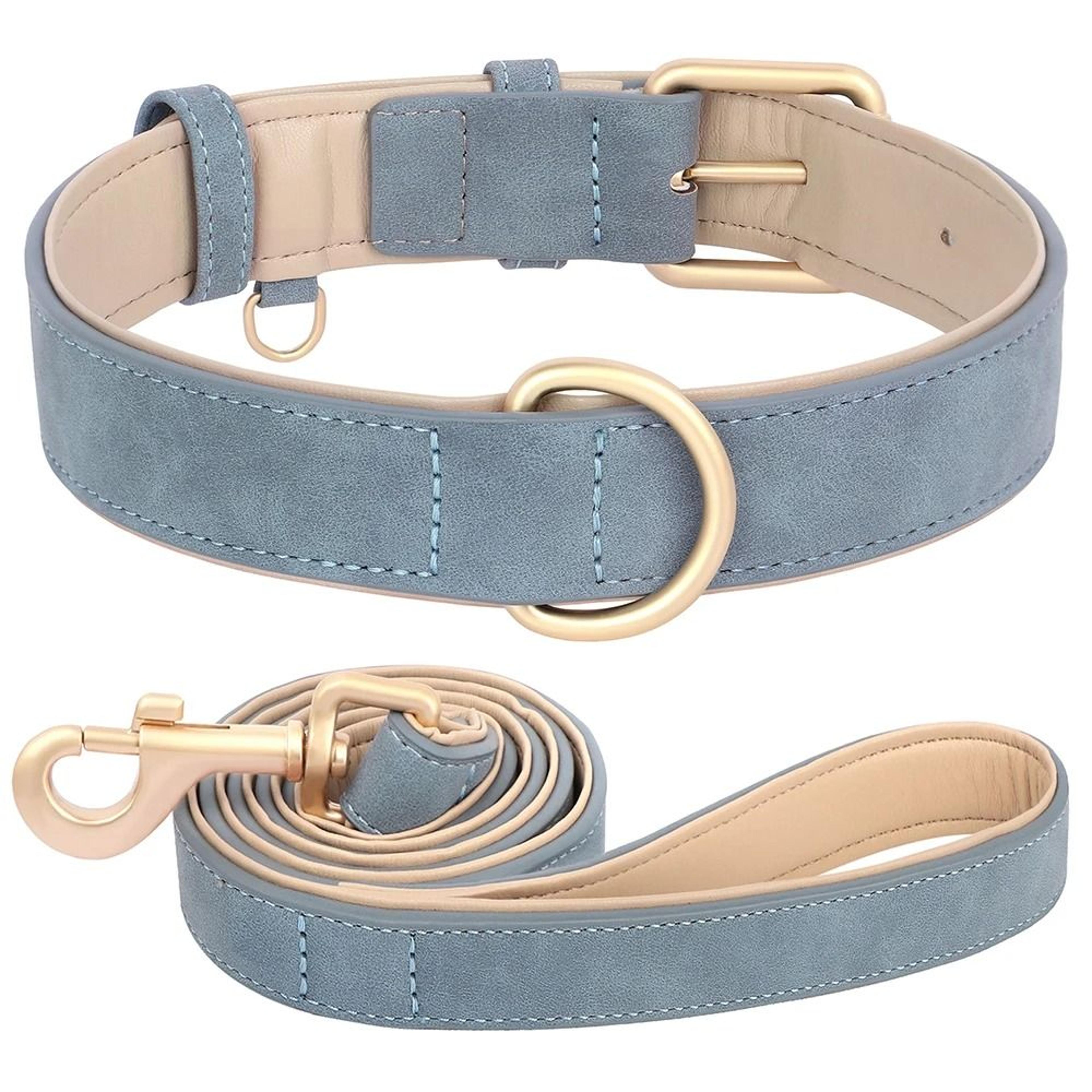 Soft Padded PU Leather Collar  Leash Set 14