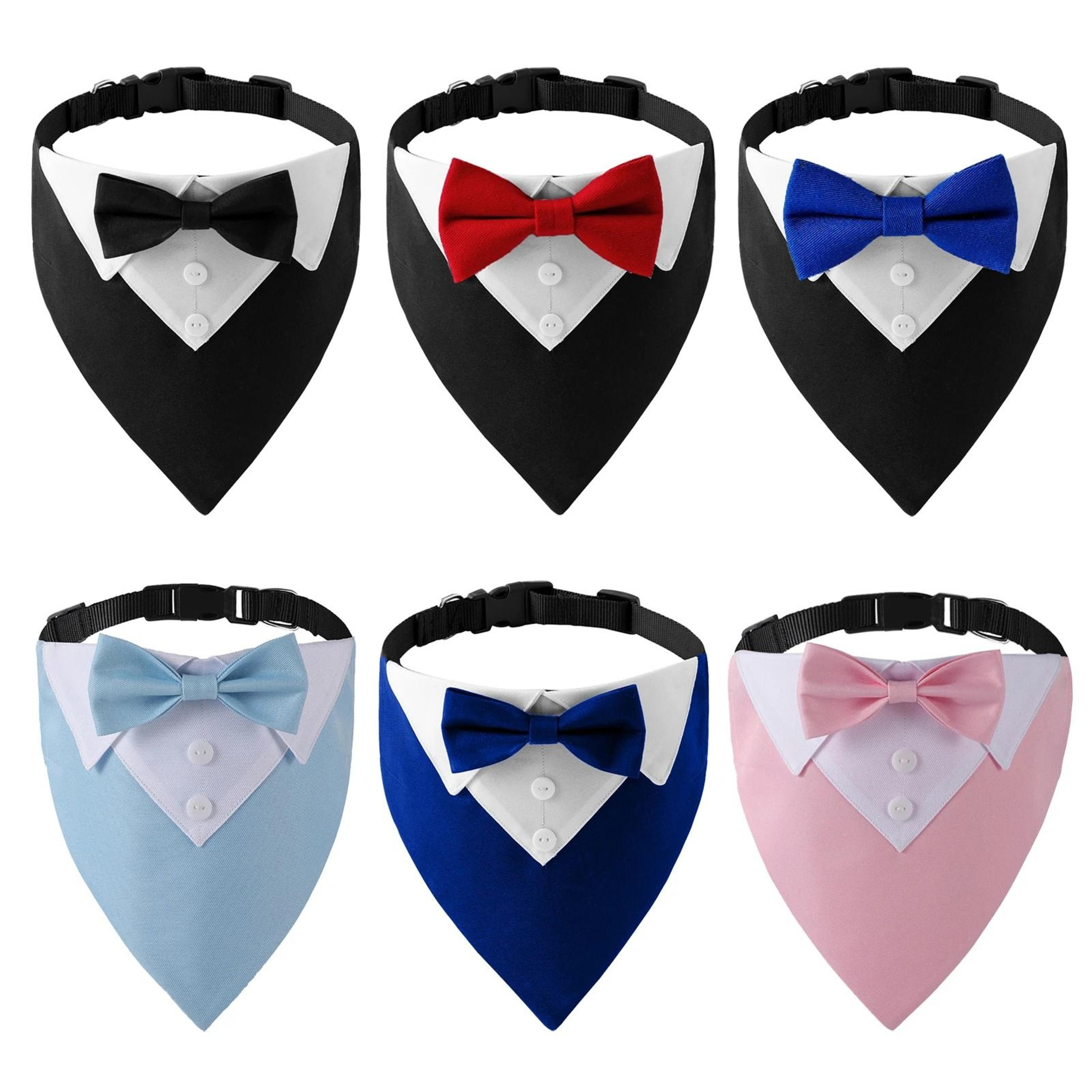 formal tuxedo dog bandana & bow tie collar set