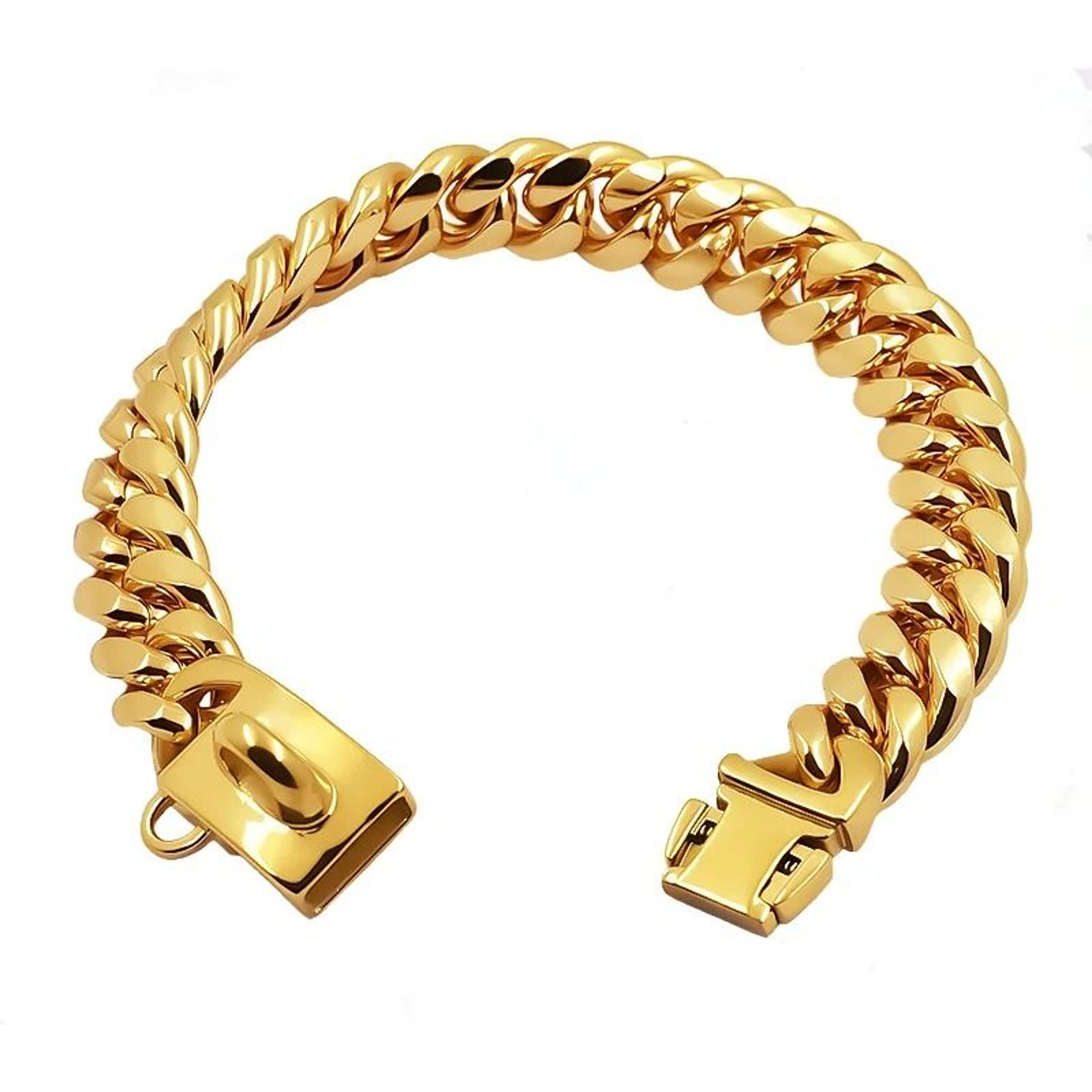 luxury 14mm gold cuban link chain dog collar