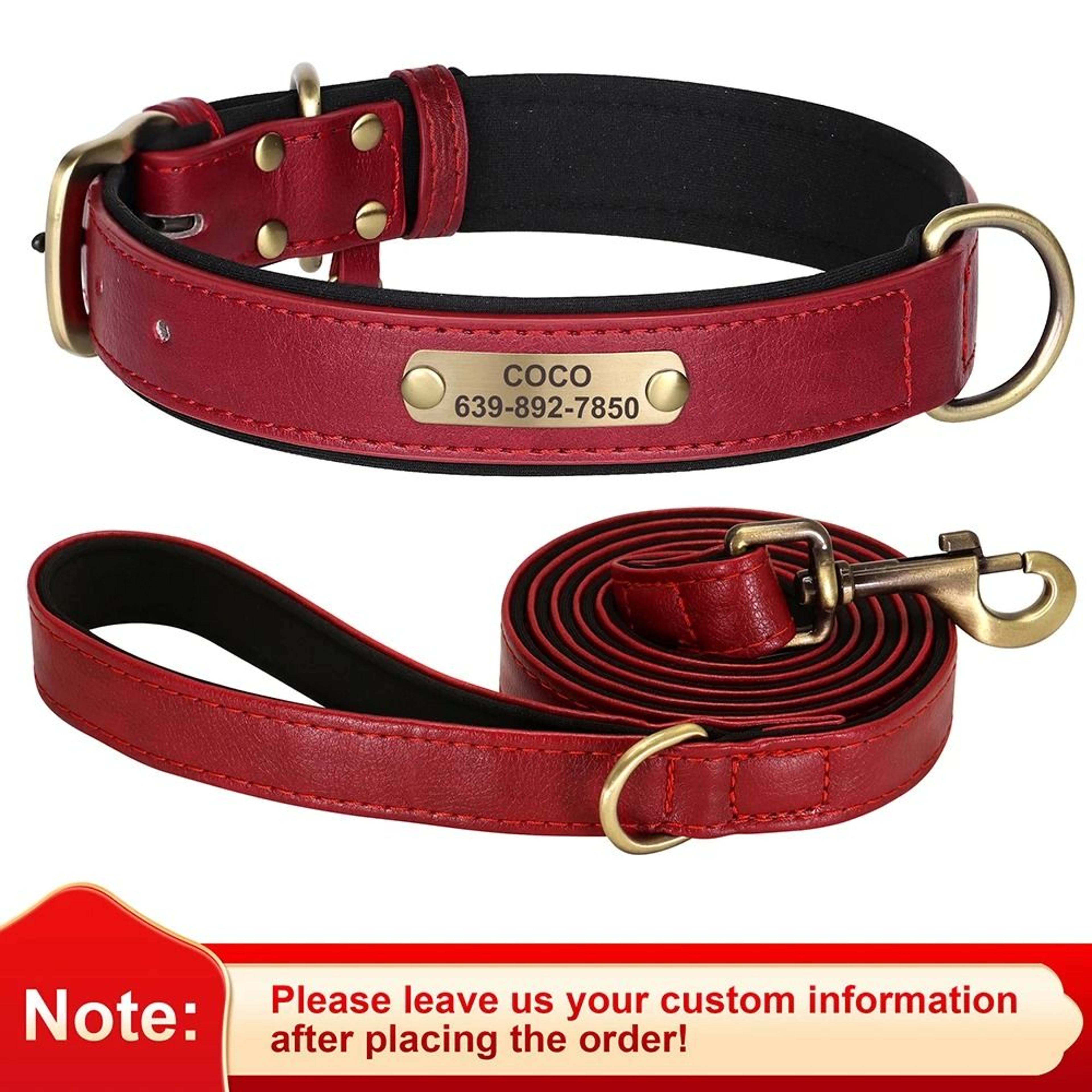 Custom Personalized Engraved PU Leather Dog Collar 20