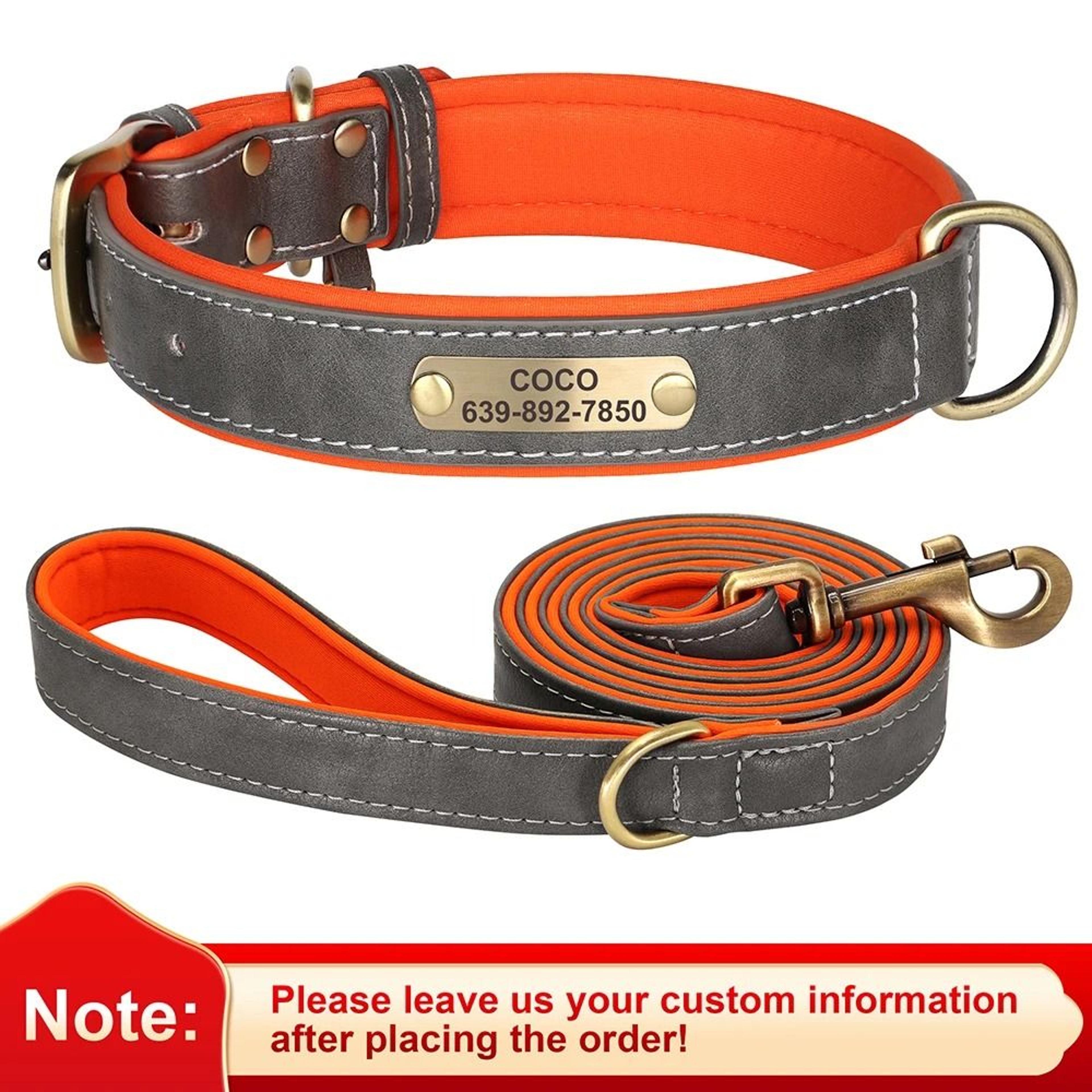 Custom Personalized Engraved PU Leather Dog Collar 29