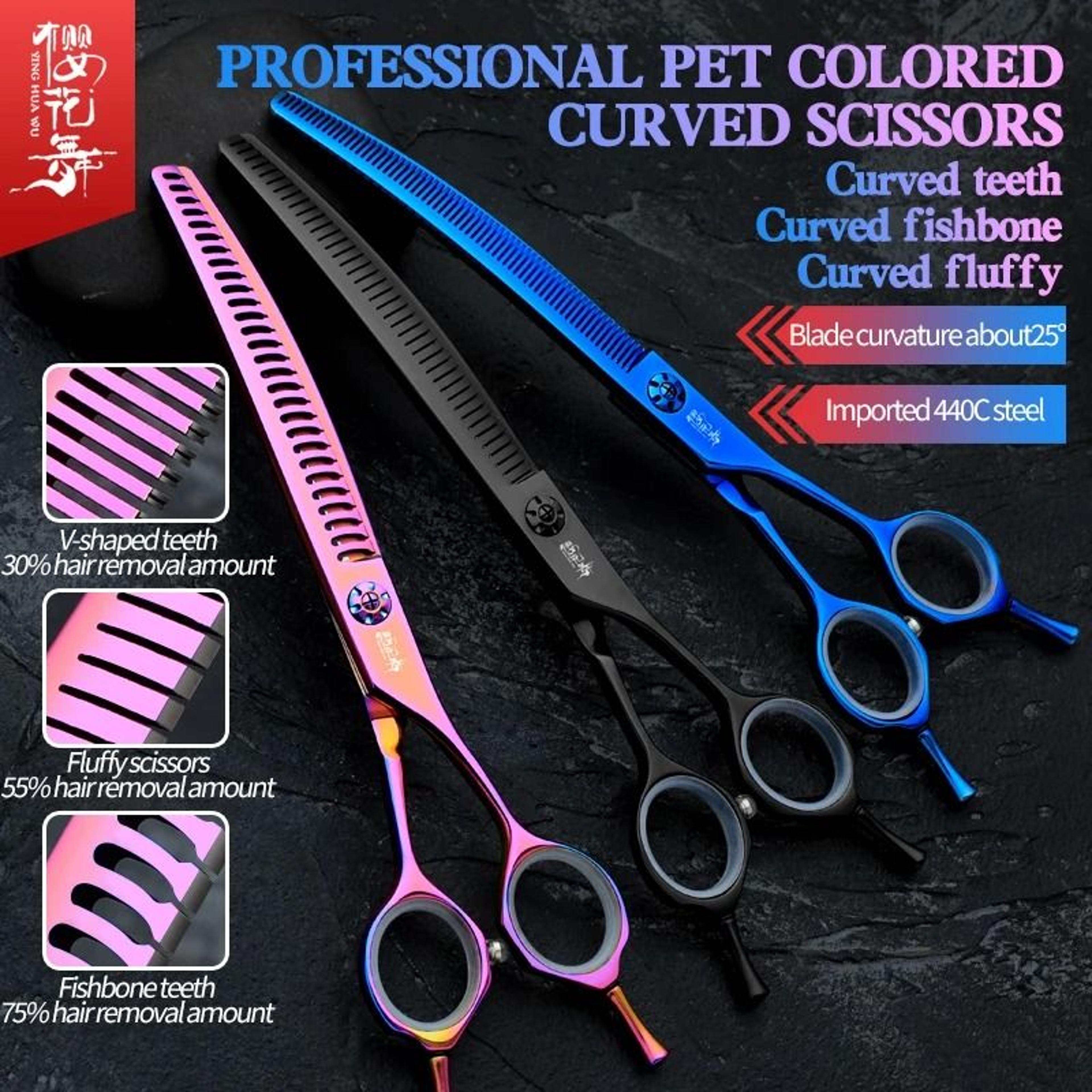 high-end 7-inch jp440c fishbone curved shears