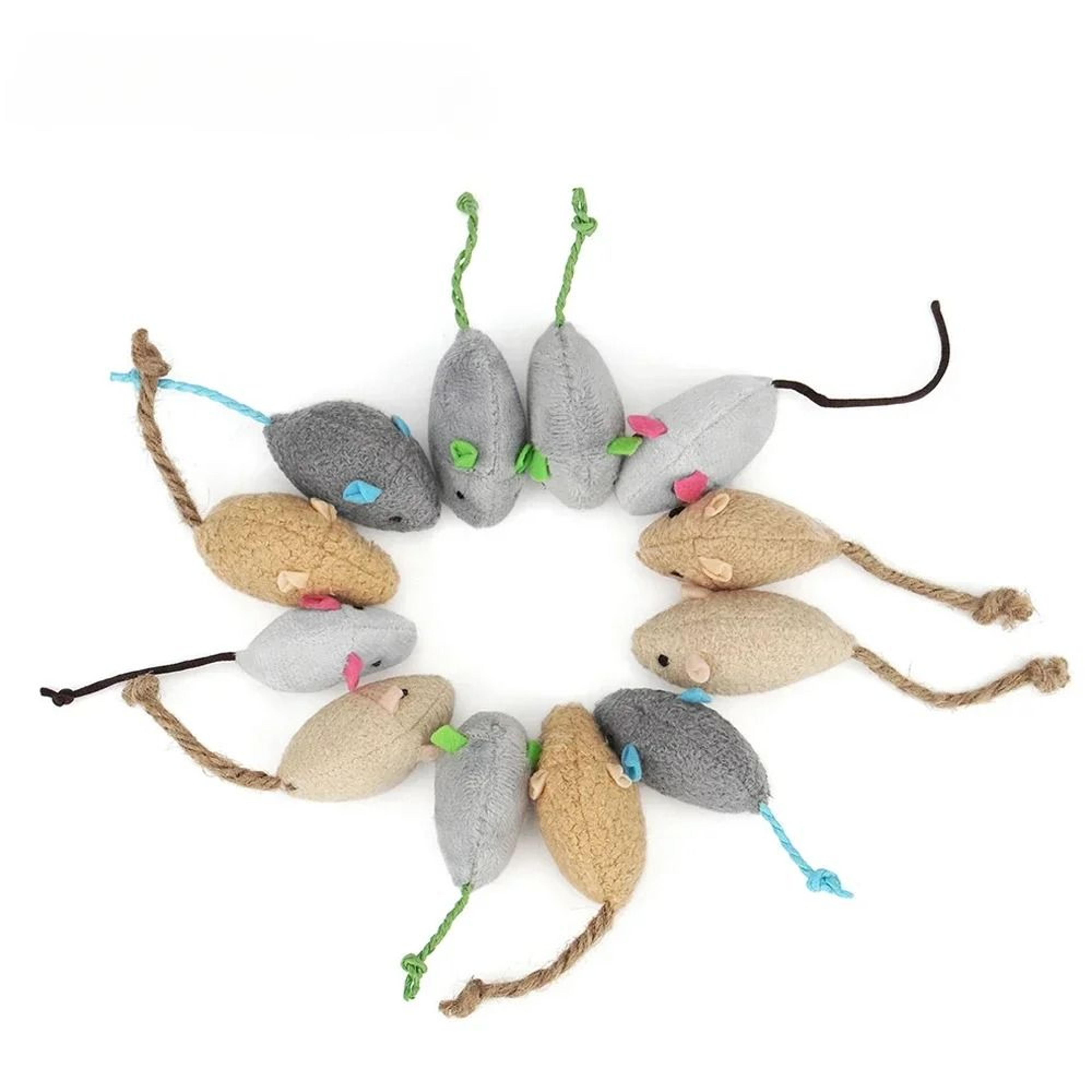 Braided Tail Rattle  Catnip Mice 1