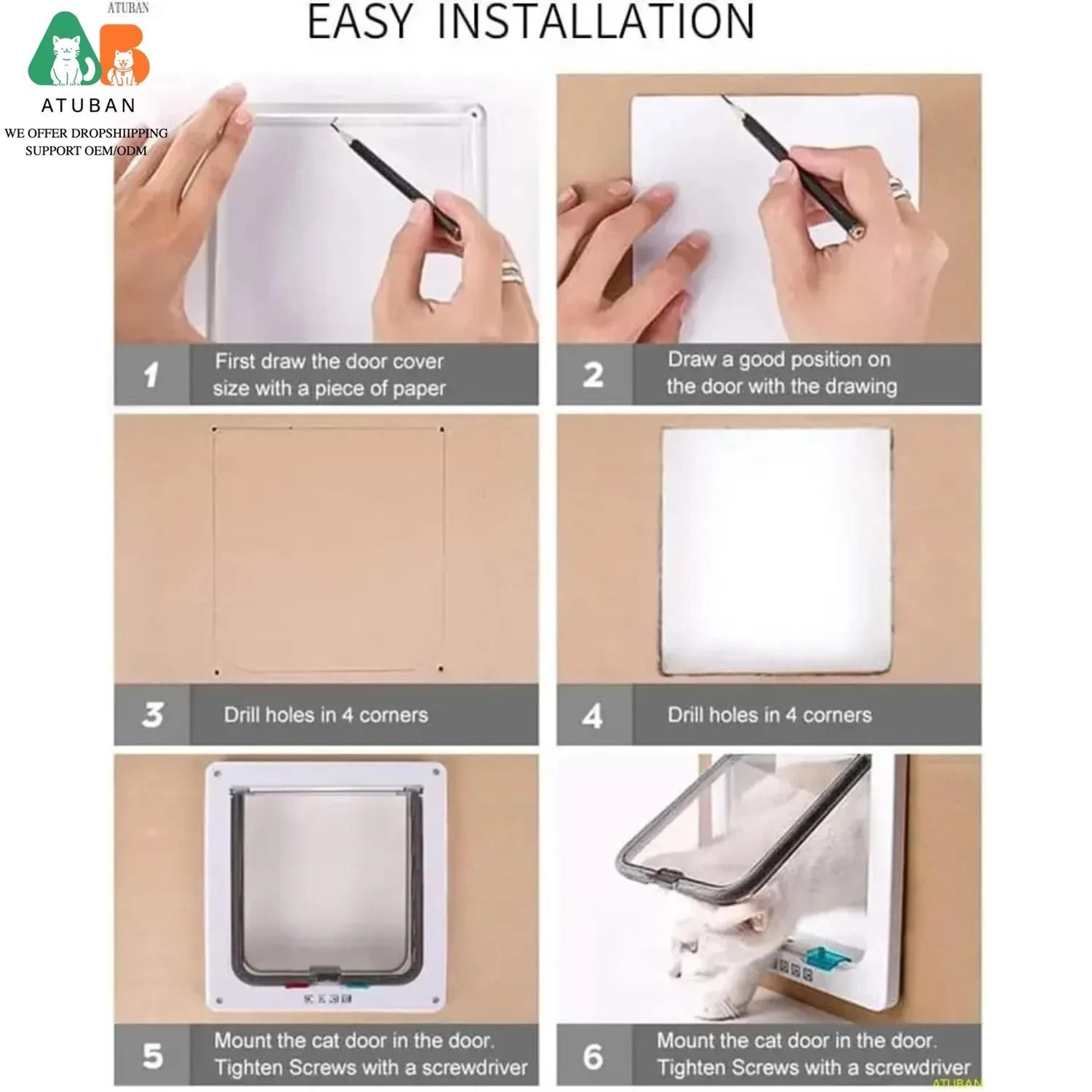 ATUBAN HighReliability 4Way Locking Large Cat Door 4
