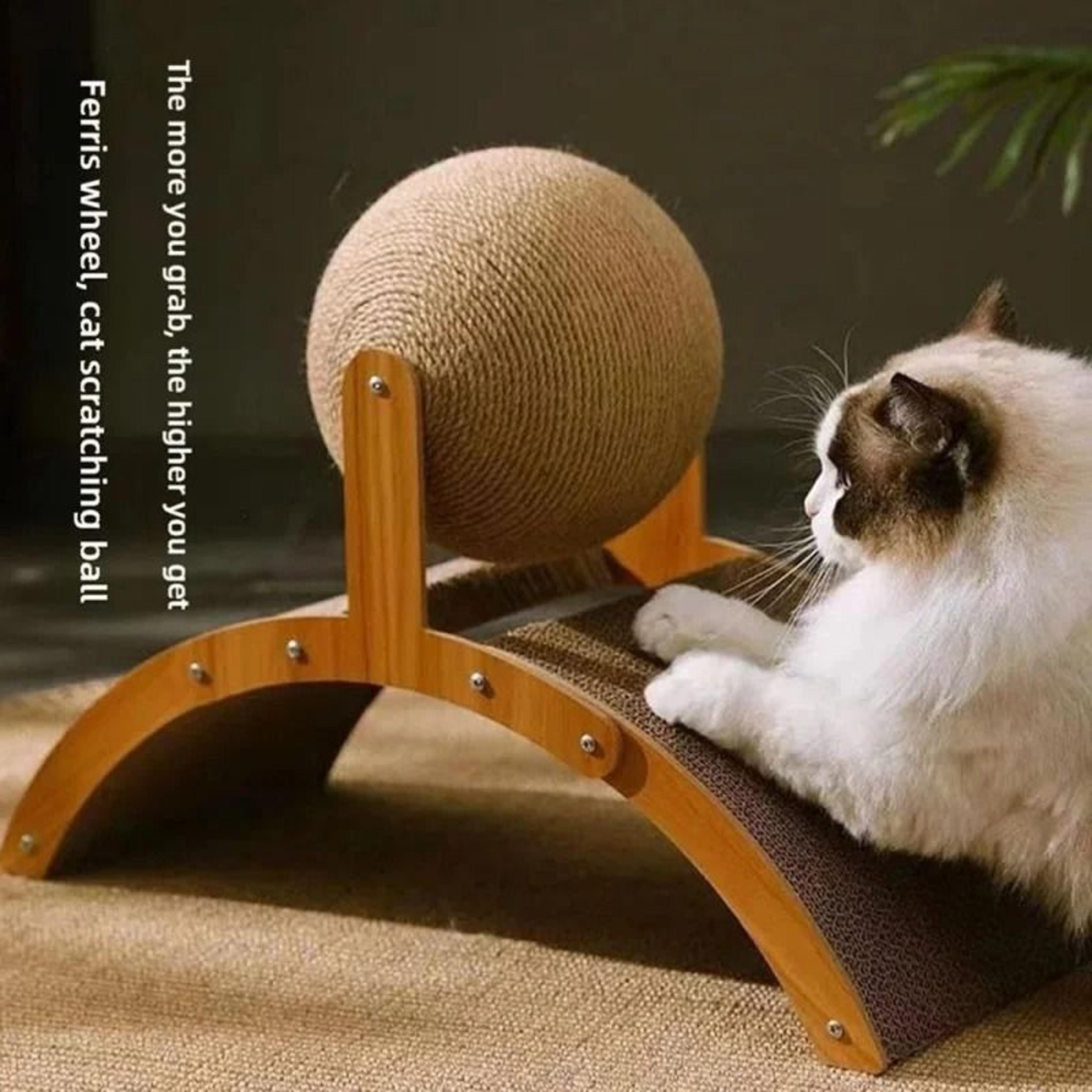 2-in-1 wooden sisal scratching station