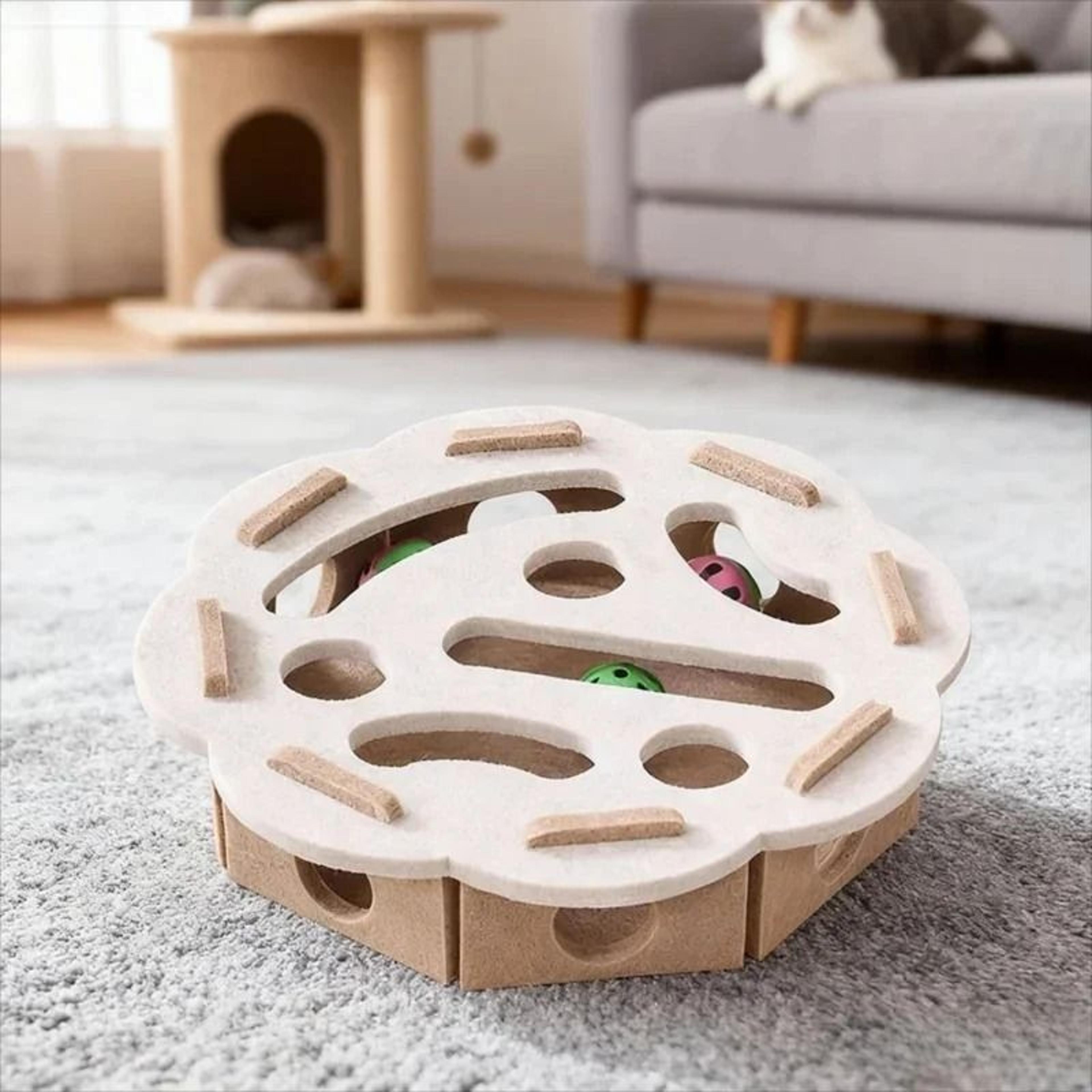 Felt Cat Puzzle Box With Bell Balls 11