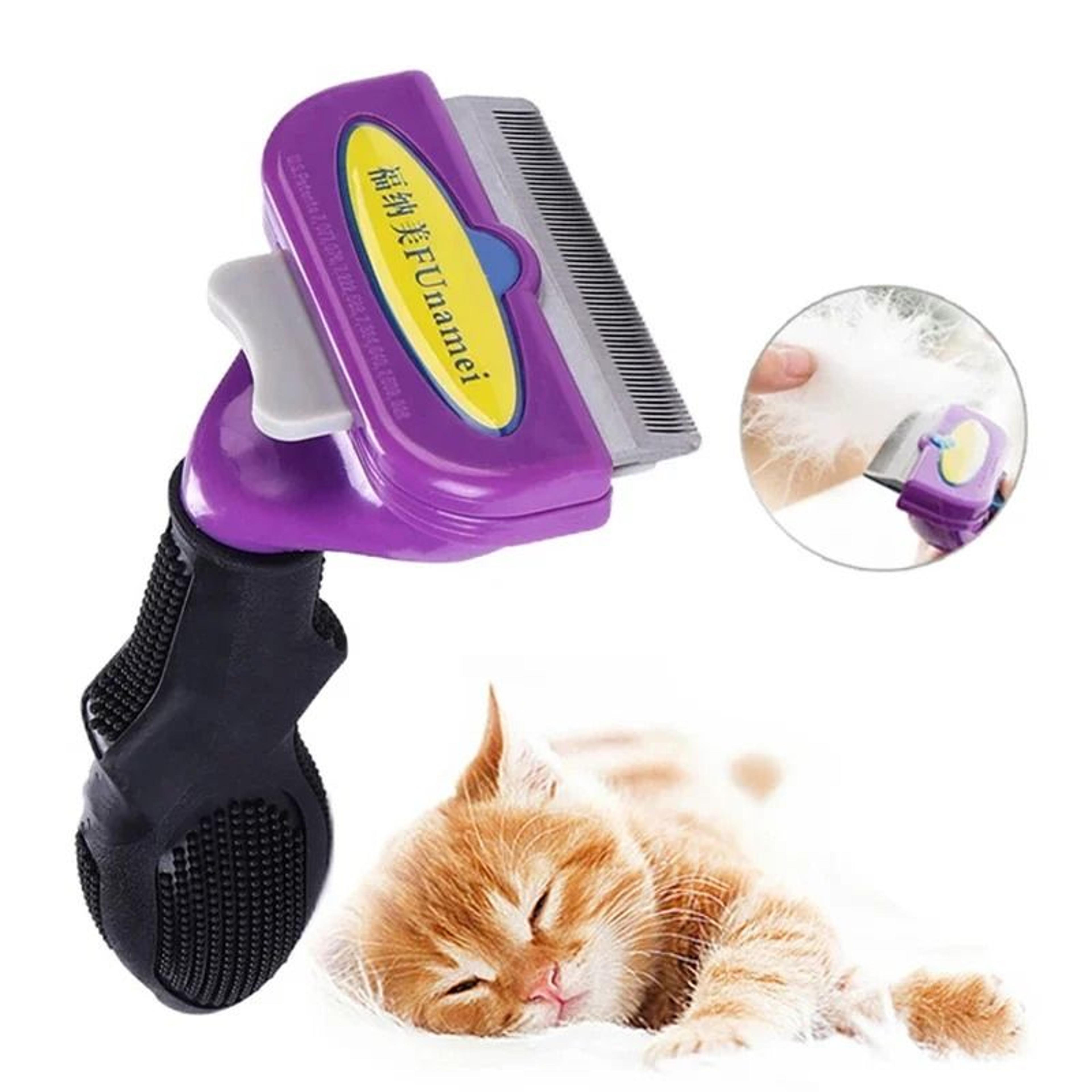 self-cleaning pet de-shedding brush