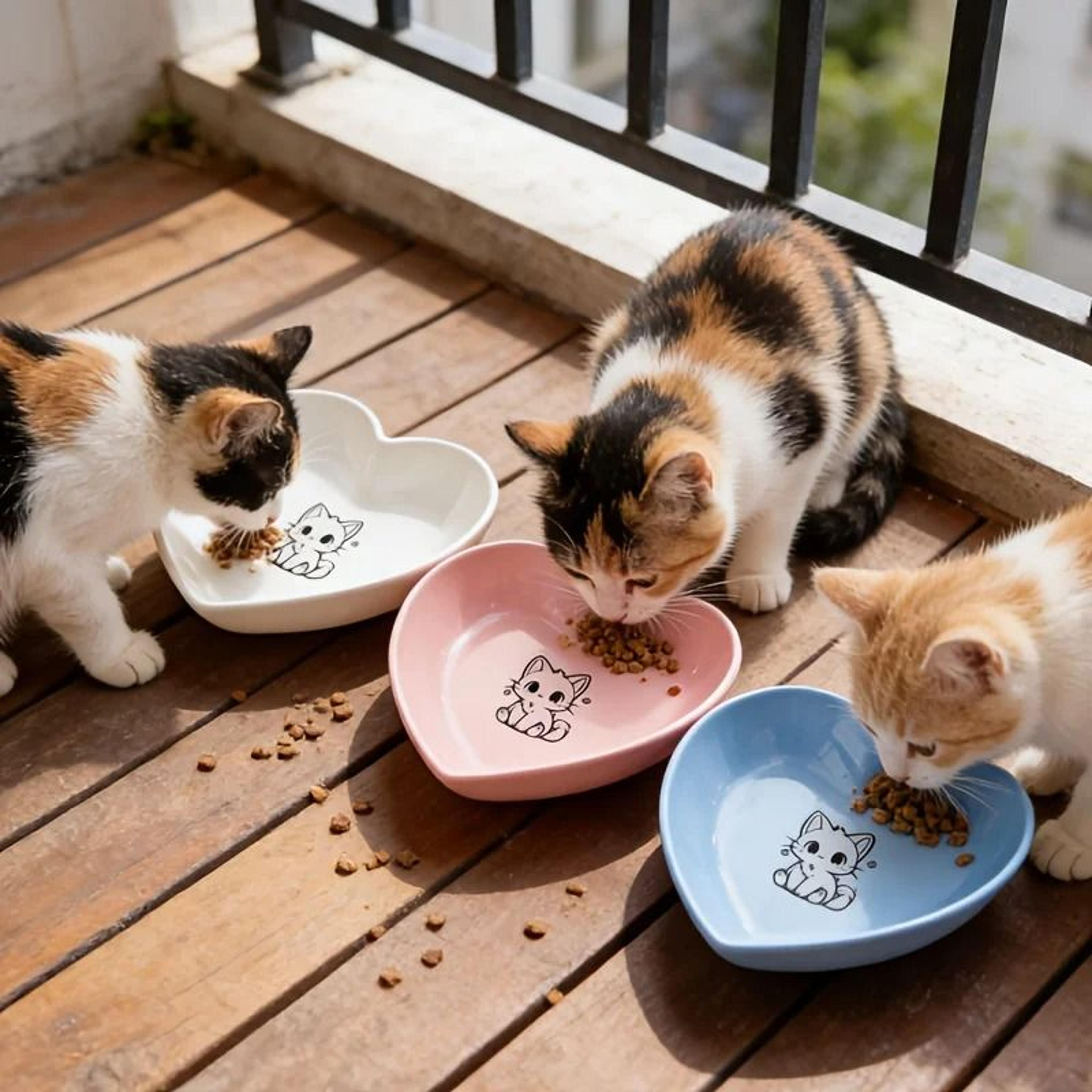 sweetheart shallow whisker-friendly pet bowls (3-piece set)