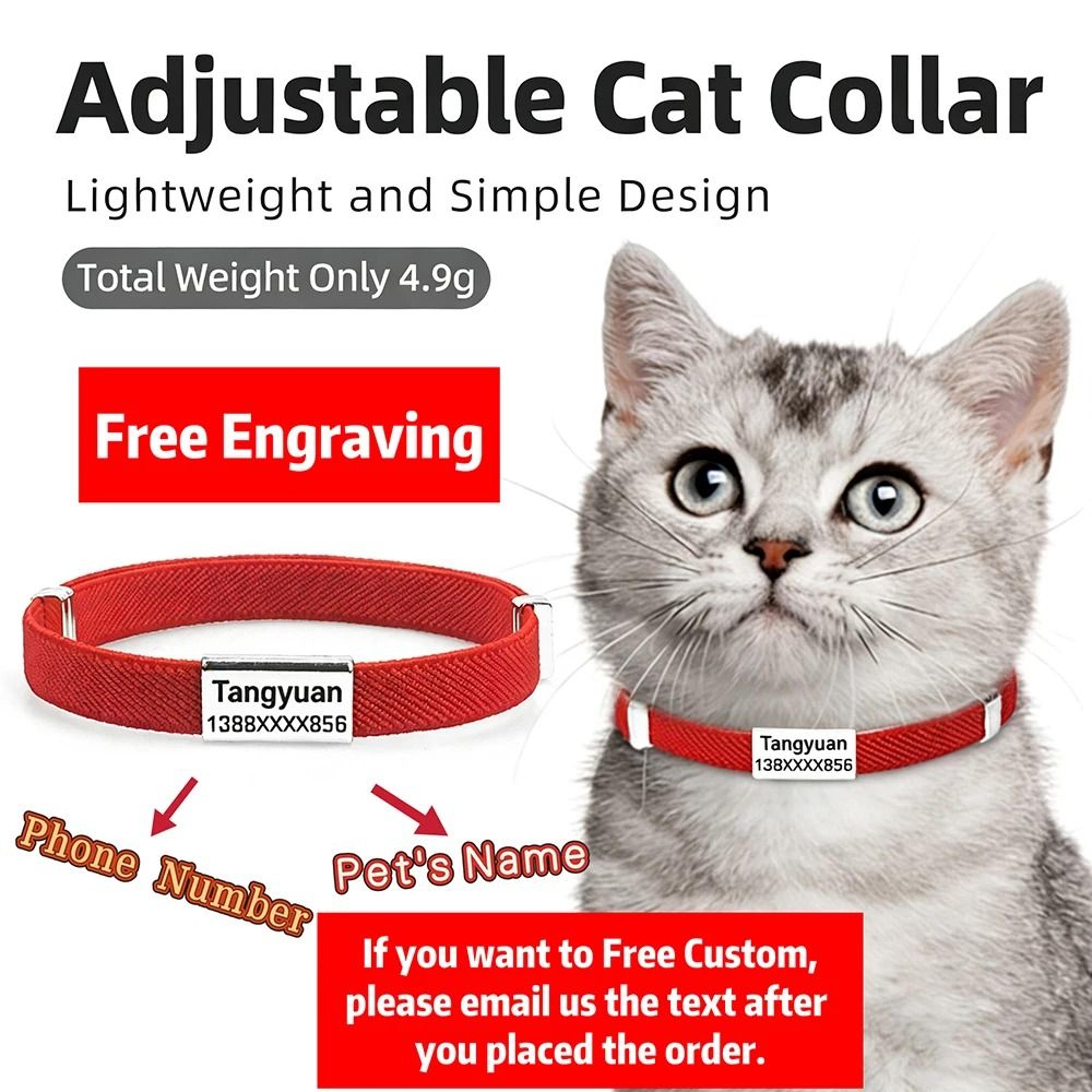 Personalized Breakaway Cat Collar With GPS Tracker Slot  Metal ID Tag 1