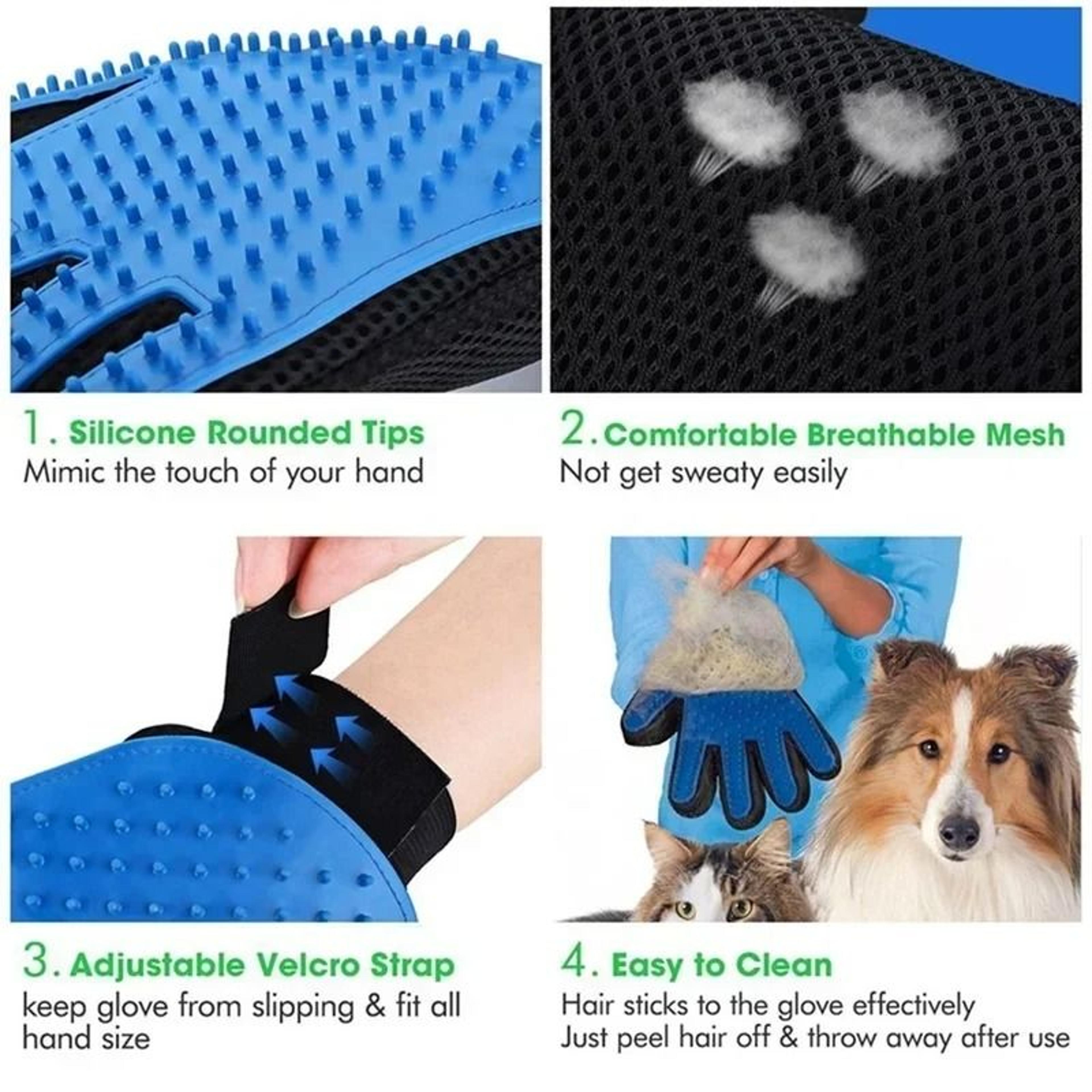 Silicone FiveFinger Pet DeShedding Grooming Glove 3