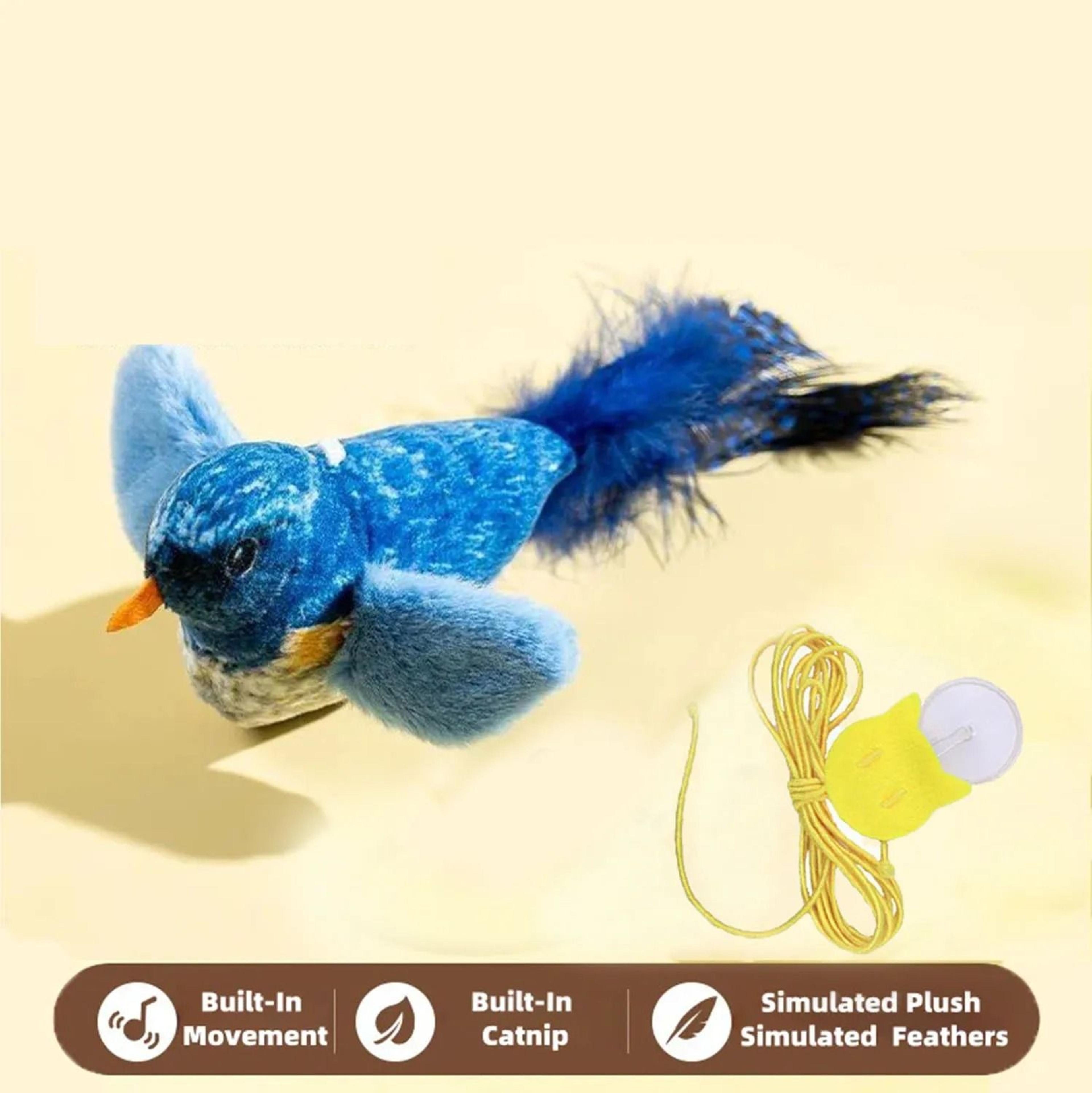 Interactive Chirping Plush Bird Toy With Catnip 6