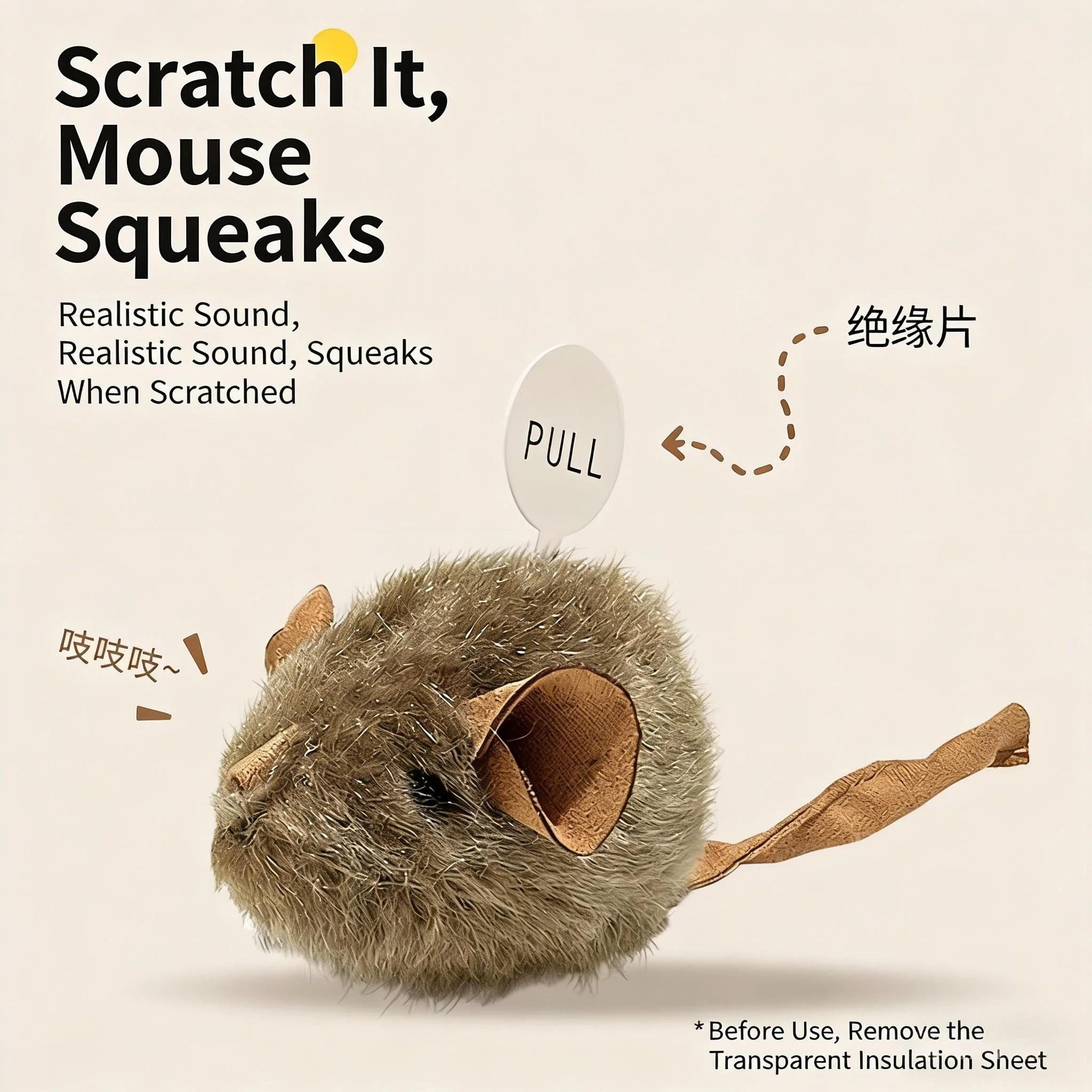 Interactive Squeaky Plush Imitation Mouse Toy 4