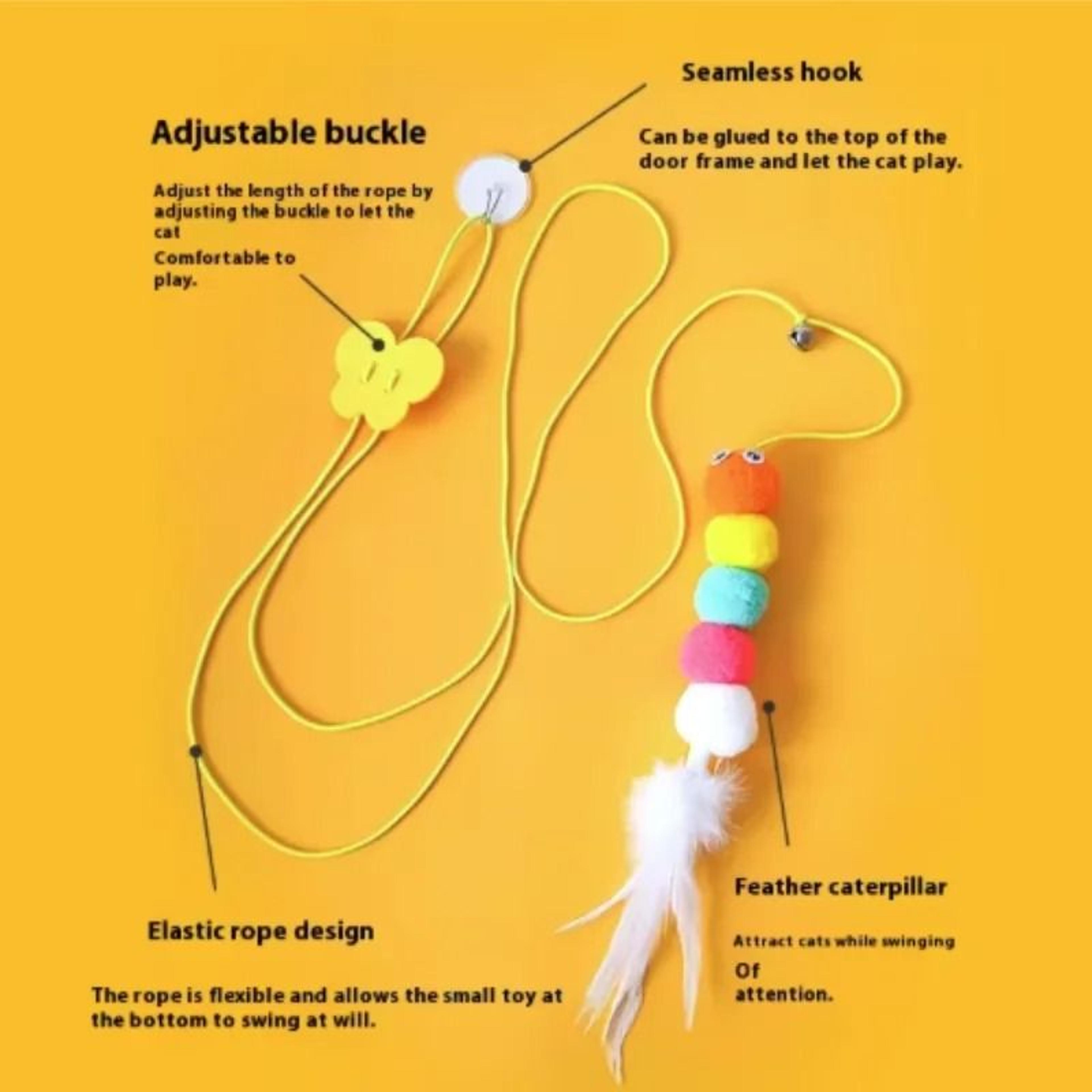 Hanging Elastic Doorway Interactive Cat Teaser Toy With Feather  Bell 3