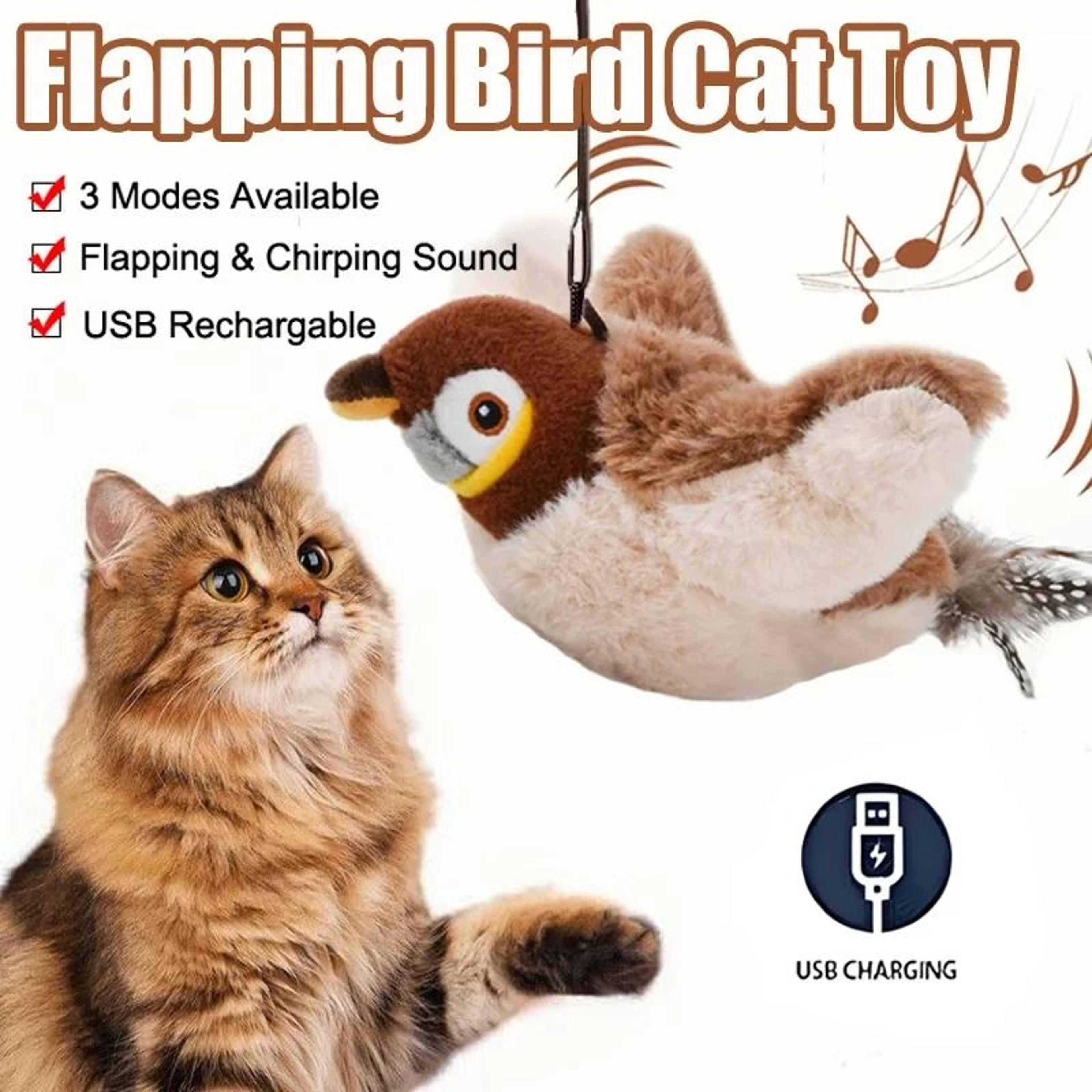 touch-activated rechargeable flapping bird interactive cat toy