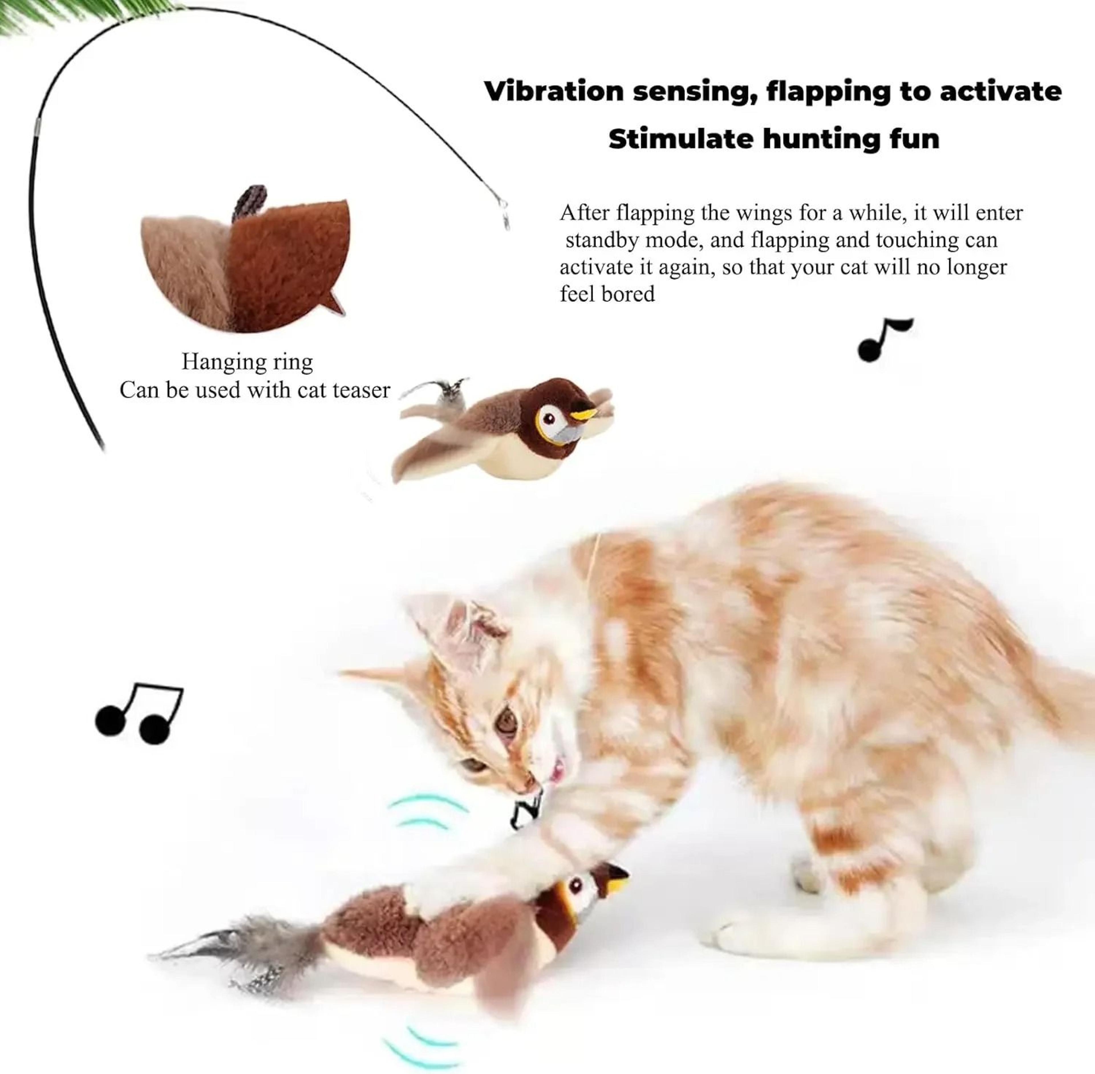 TouchActivated Rechargeable Flapping Bird Interactive Cat Toy 3
