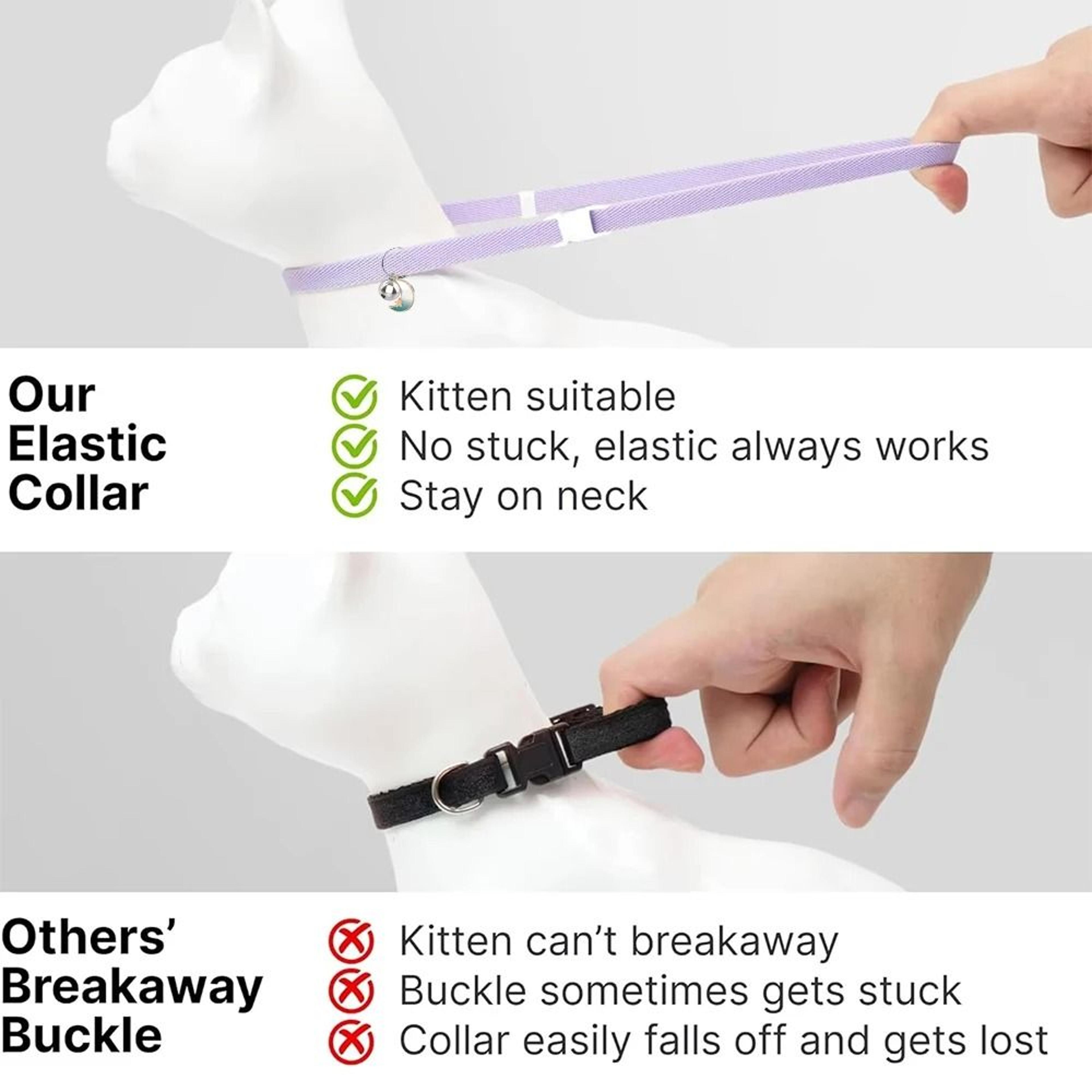 Fashion Stretch Elastic Safety Cat Collar With Locator Bell 3
