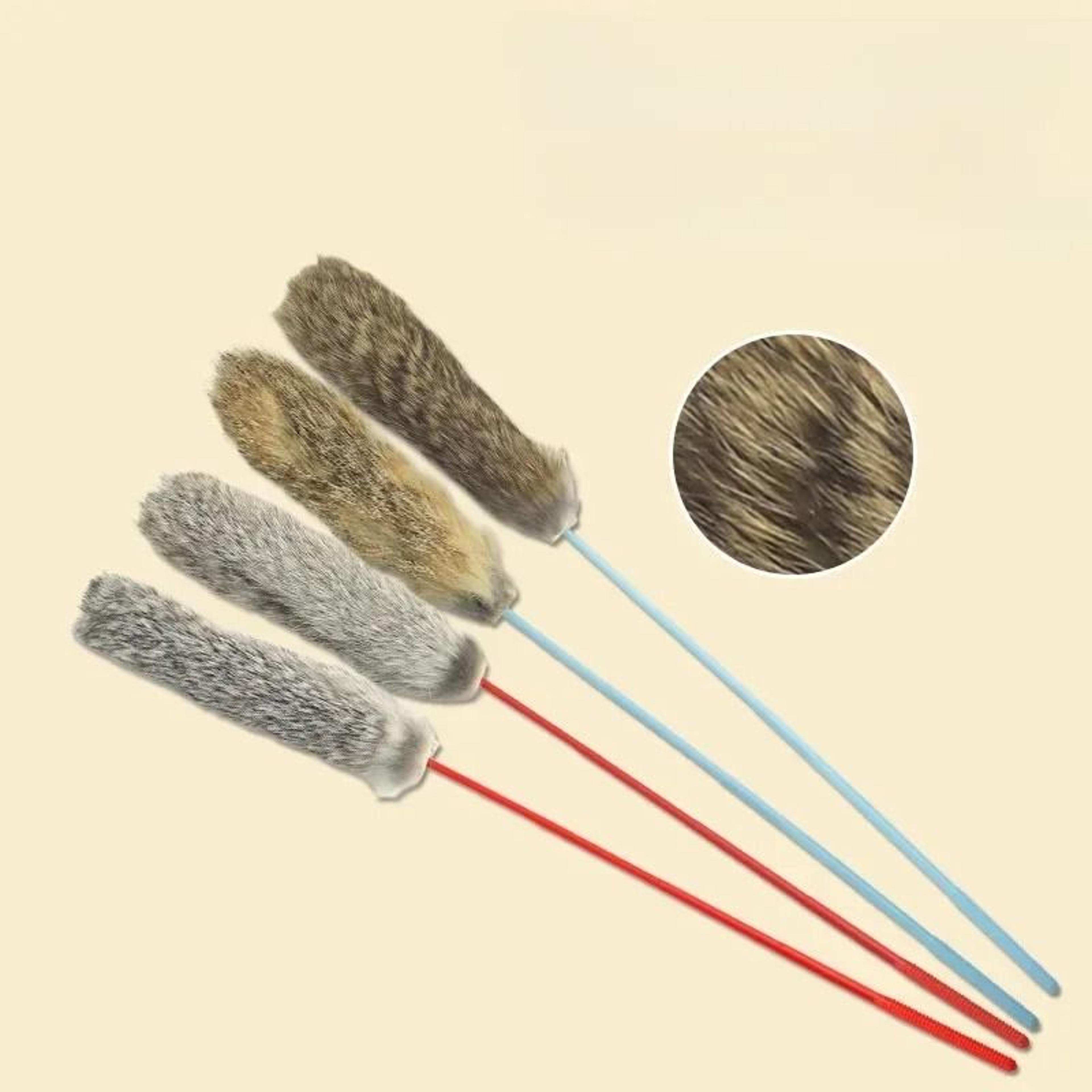 Faux Rabbit Fur Fluffy Tail Interactive Teaser Wand 2