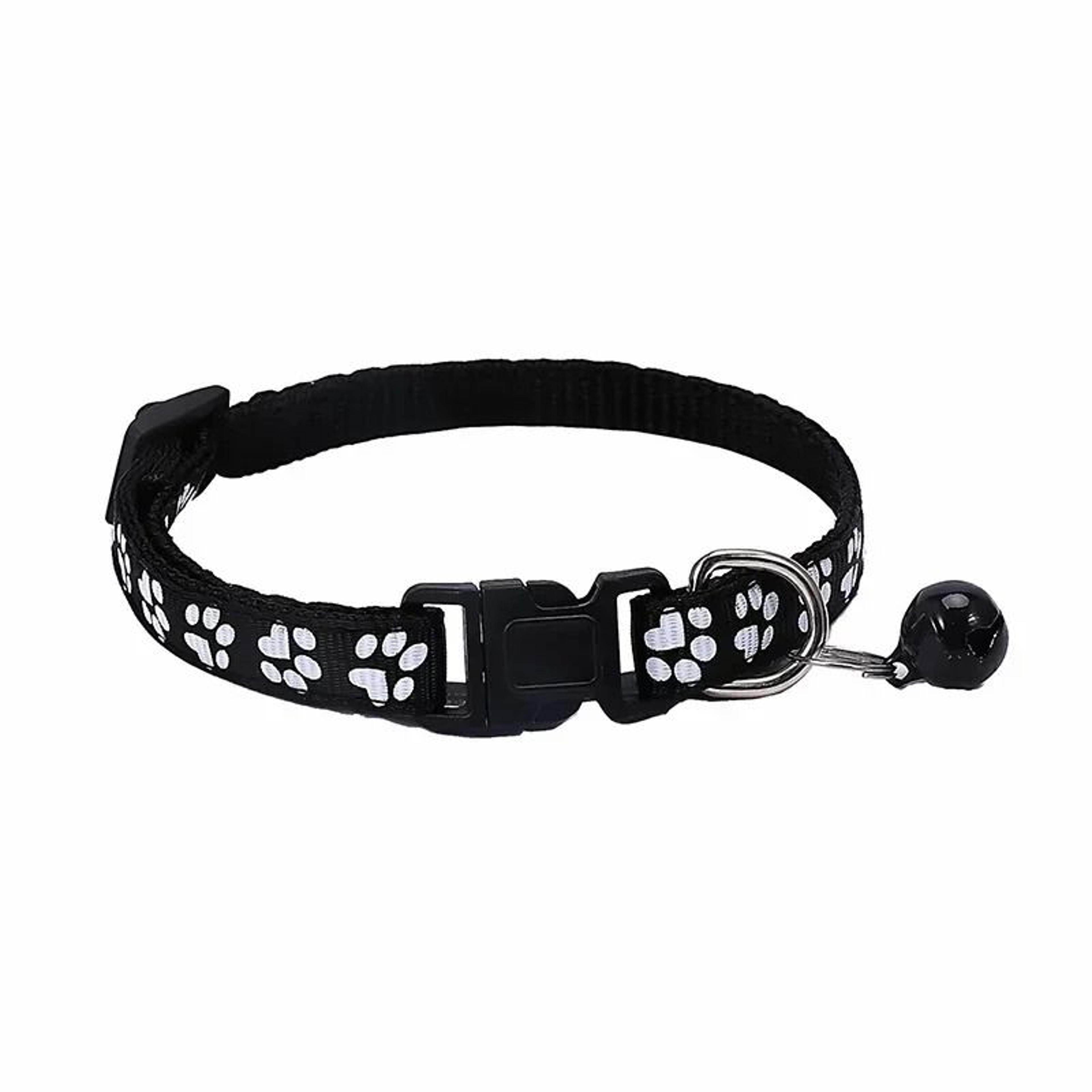 Adjustable Cartoon Paw Print Pet Collar With Safety Bell 12