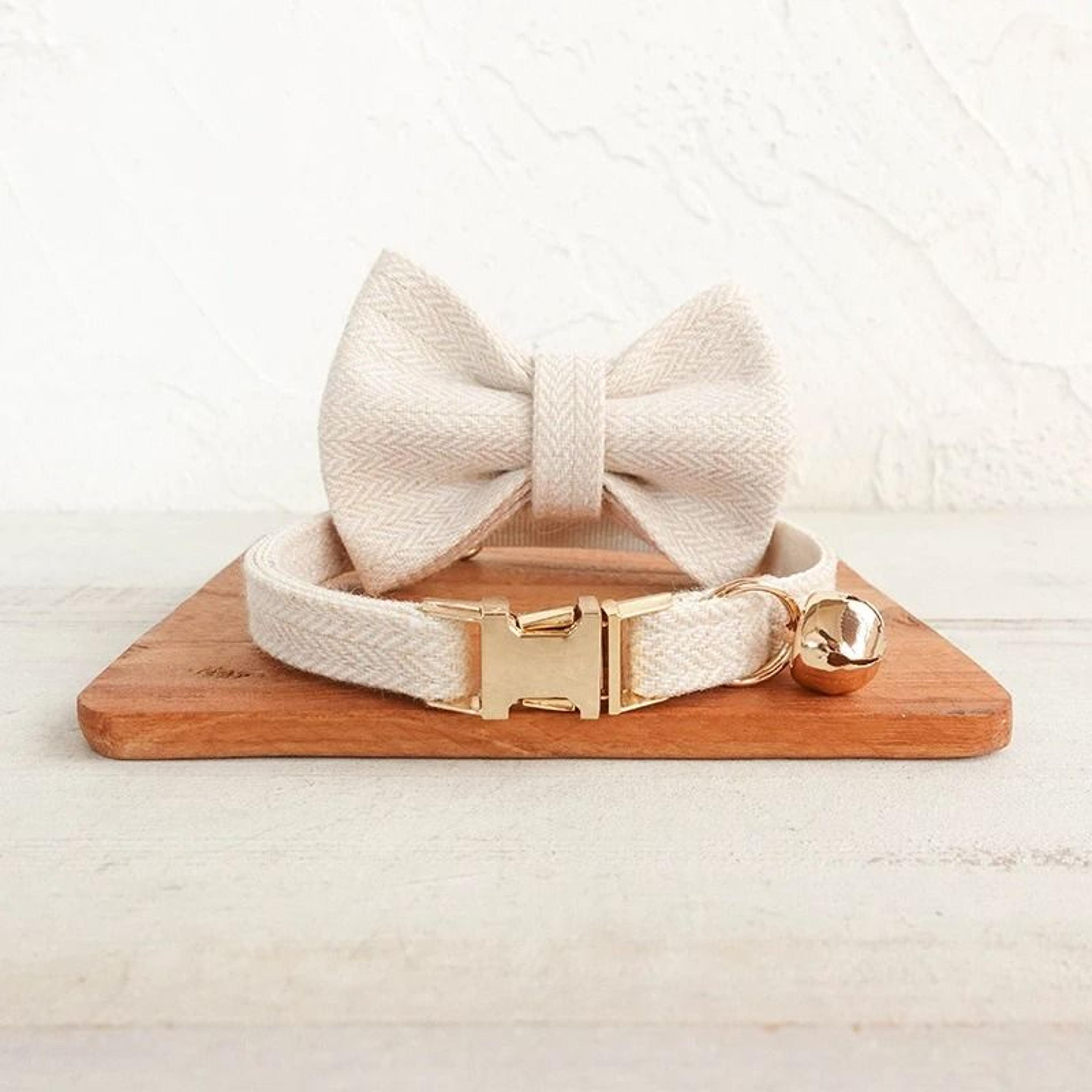 Customized Velvet Pet ID Collar With Bowknot  Bell 15