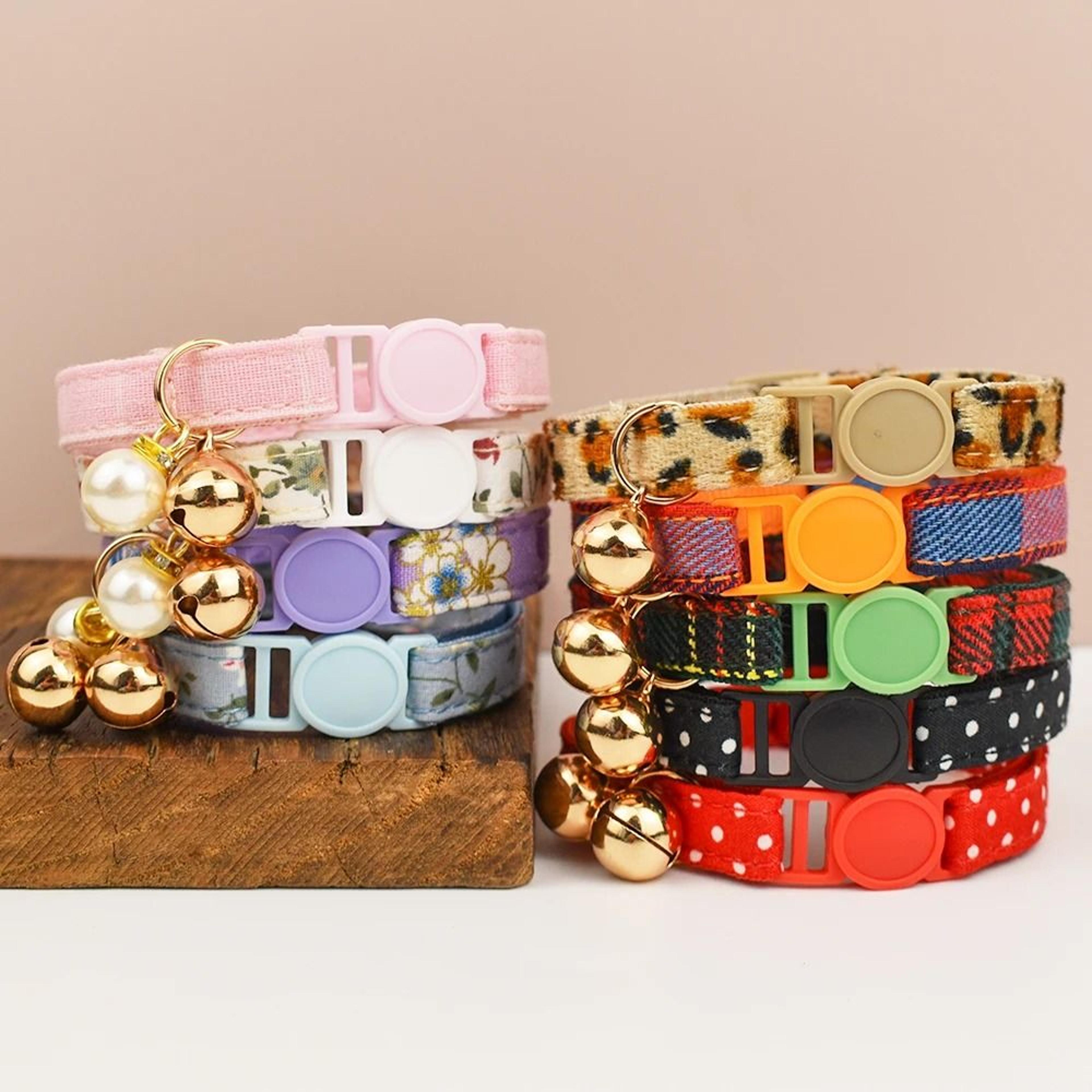 adjustable cat collar with bowknot & safety breakaway buckle
