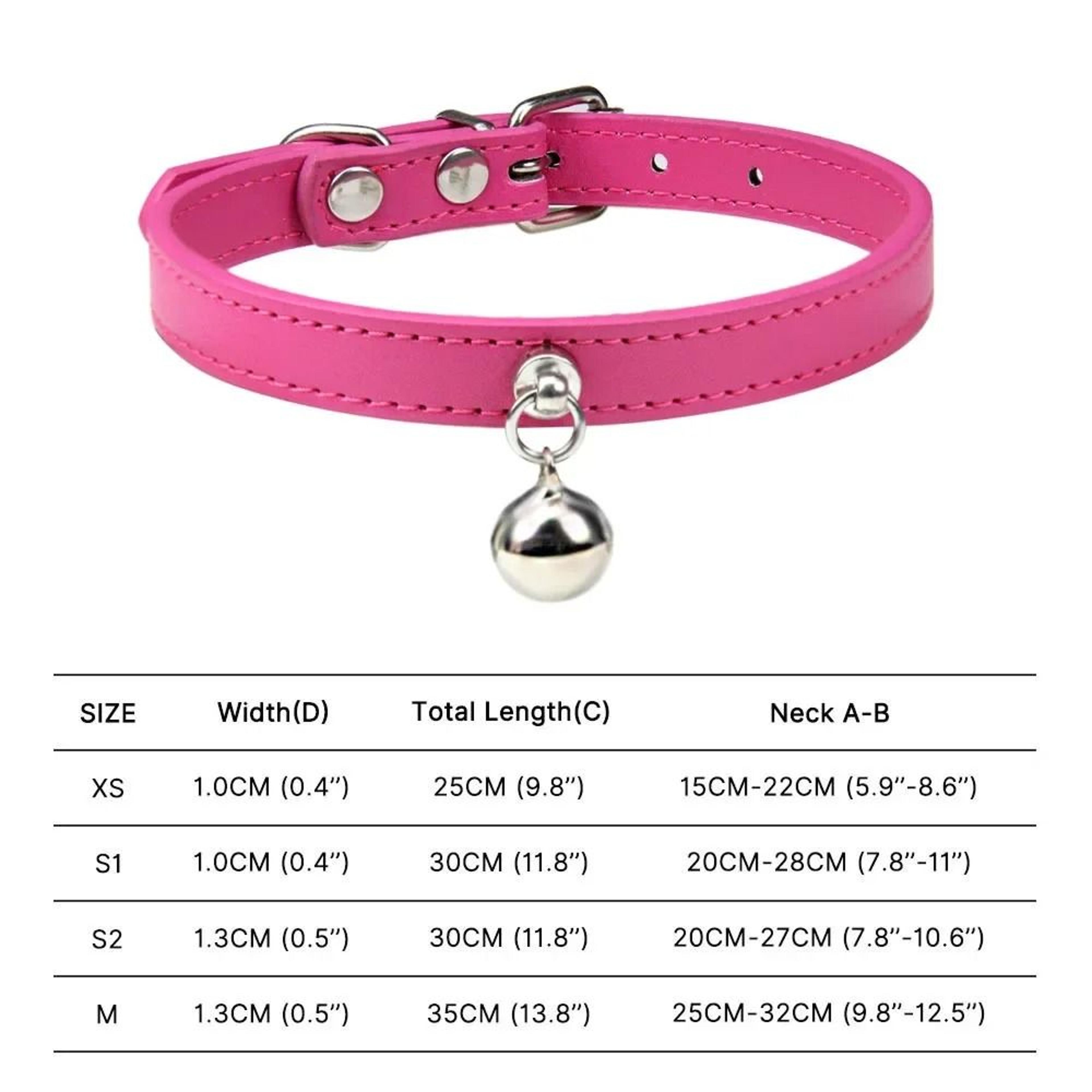 Colorful Adjustable Leather Pet Collar With Bell 14