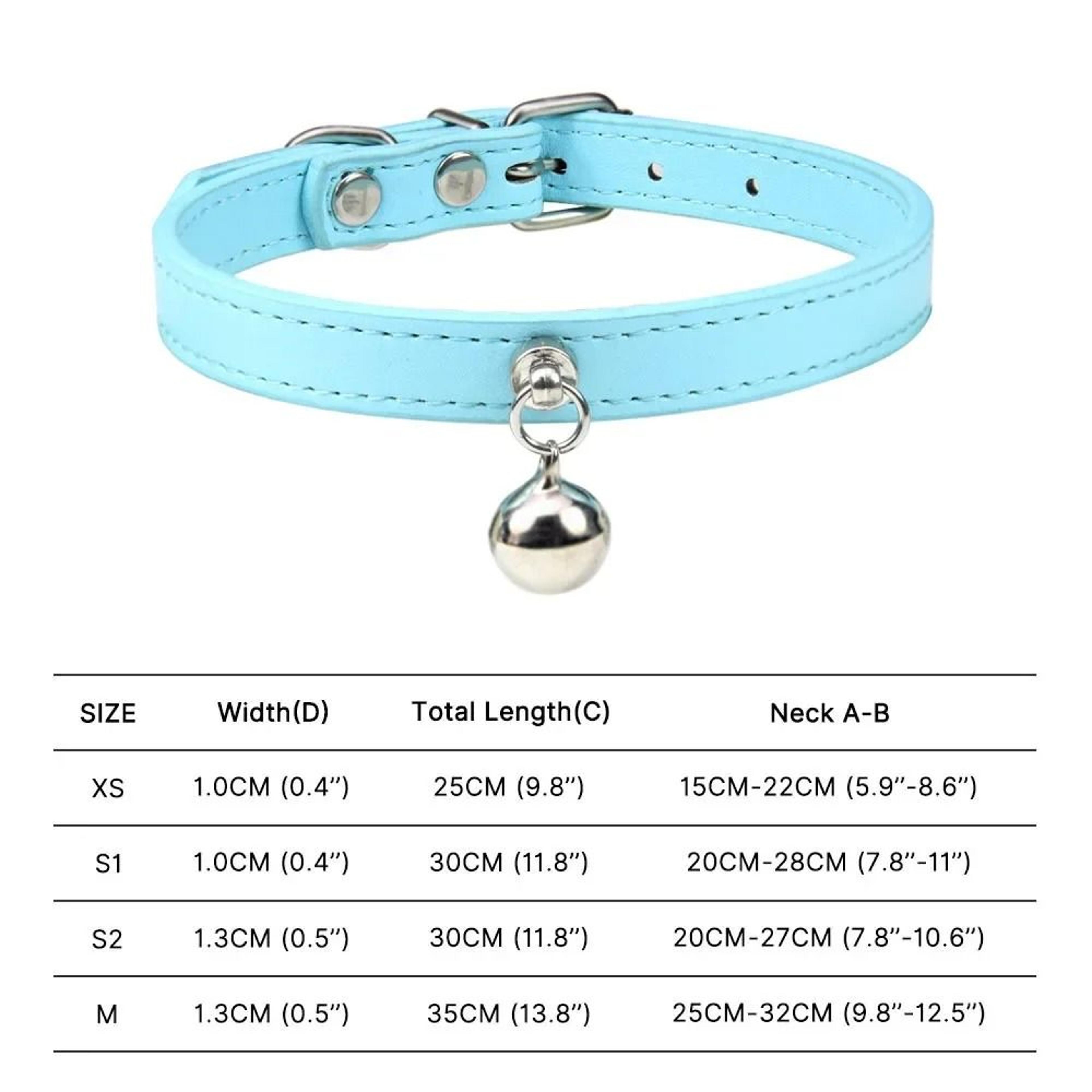 Colorful Adjustable Leather Pet Collar With Bell 20