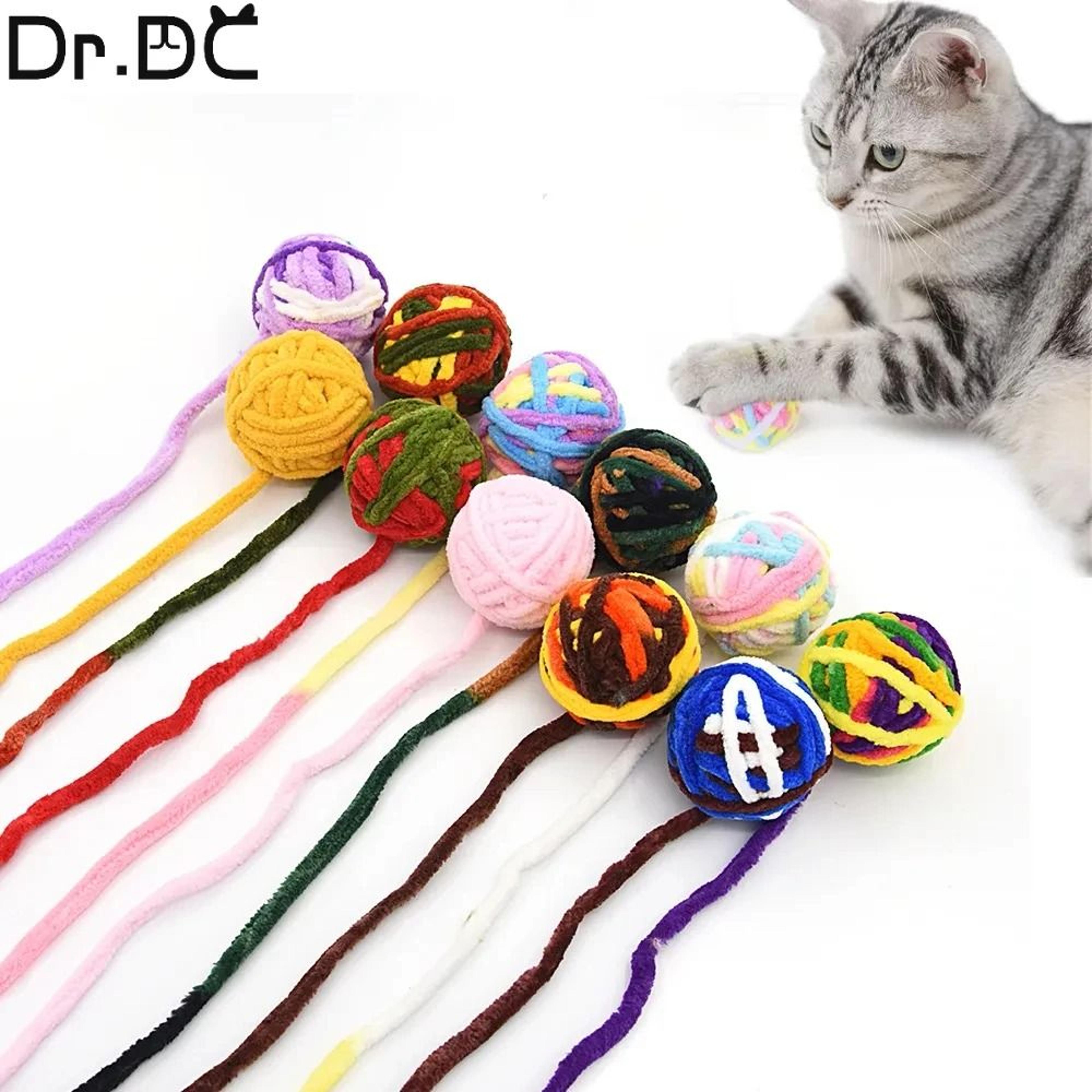 dr.dc colorful wool cat teaser toy balls
