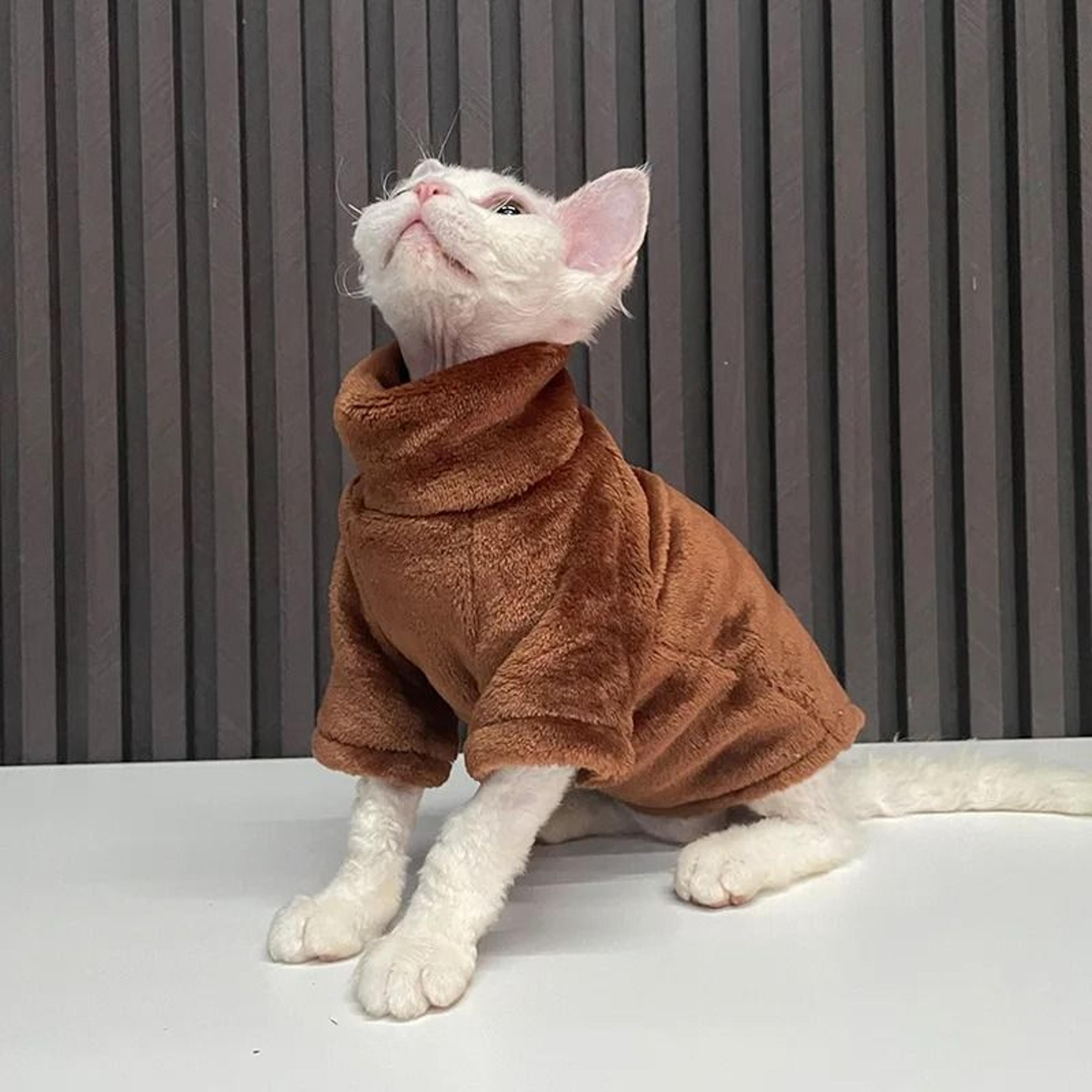 Turtleneck Fluff Pullover Cat Sweater Coat 7