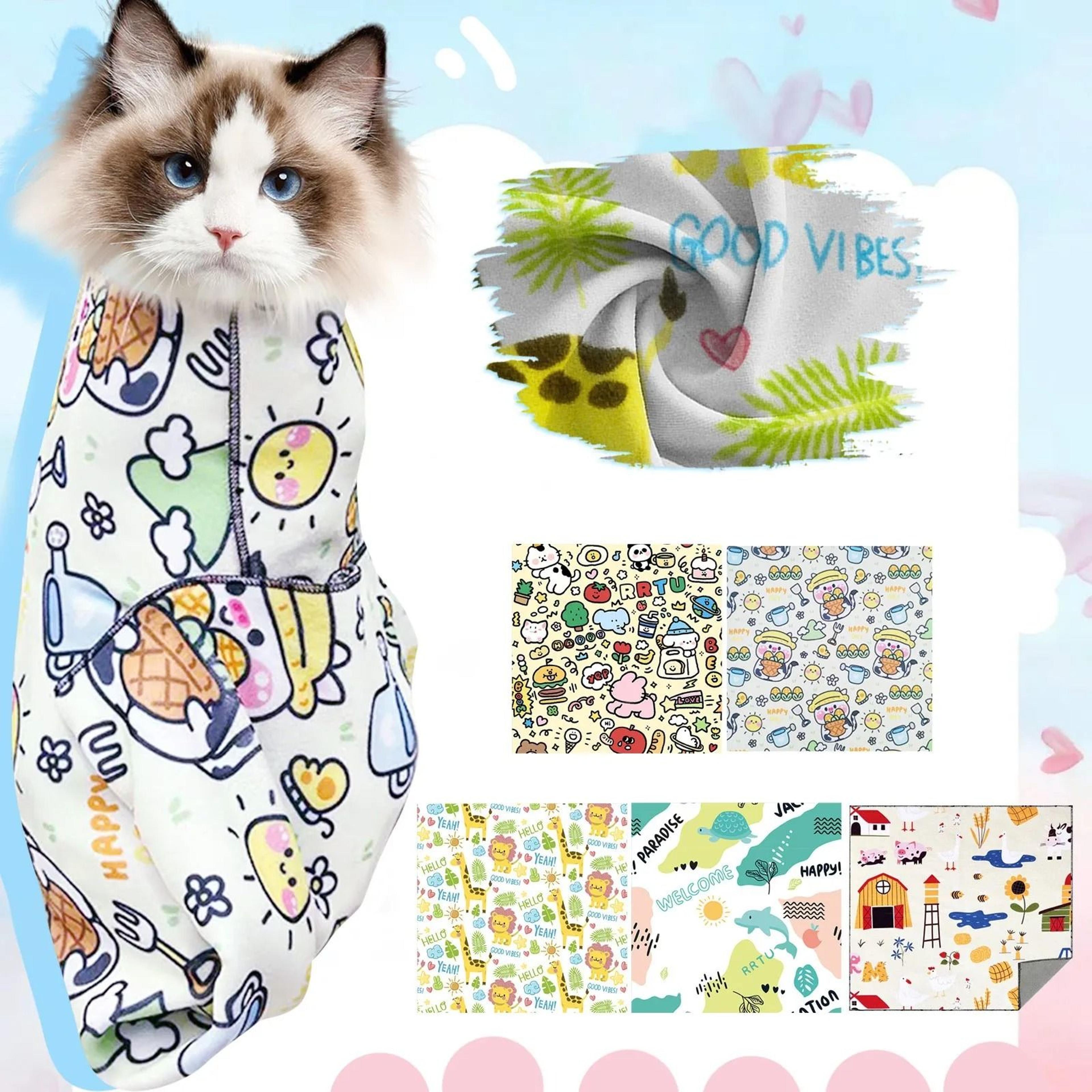 Cat Fixed Fabric Cartoon Printed Grooming Restraint Wrap 0