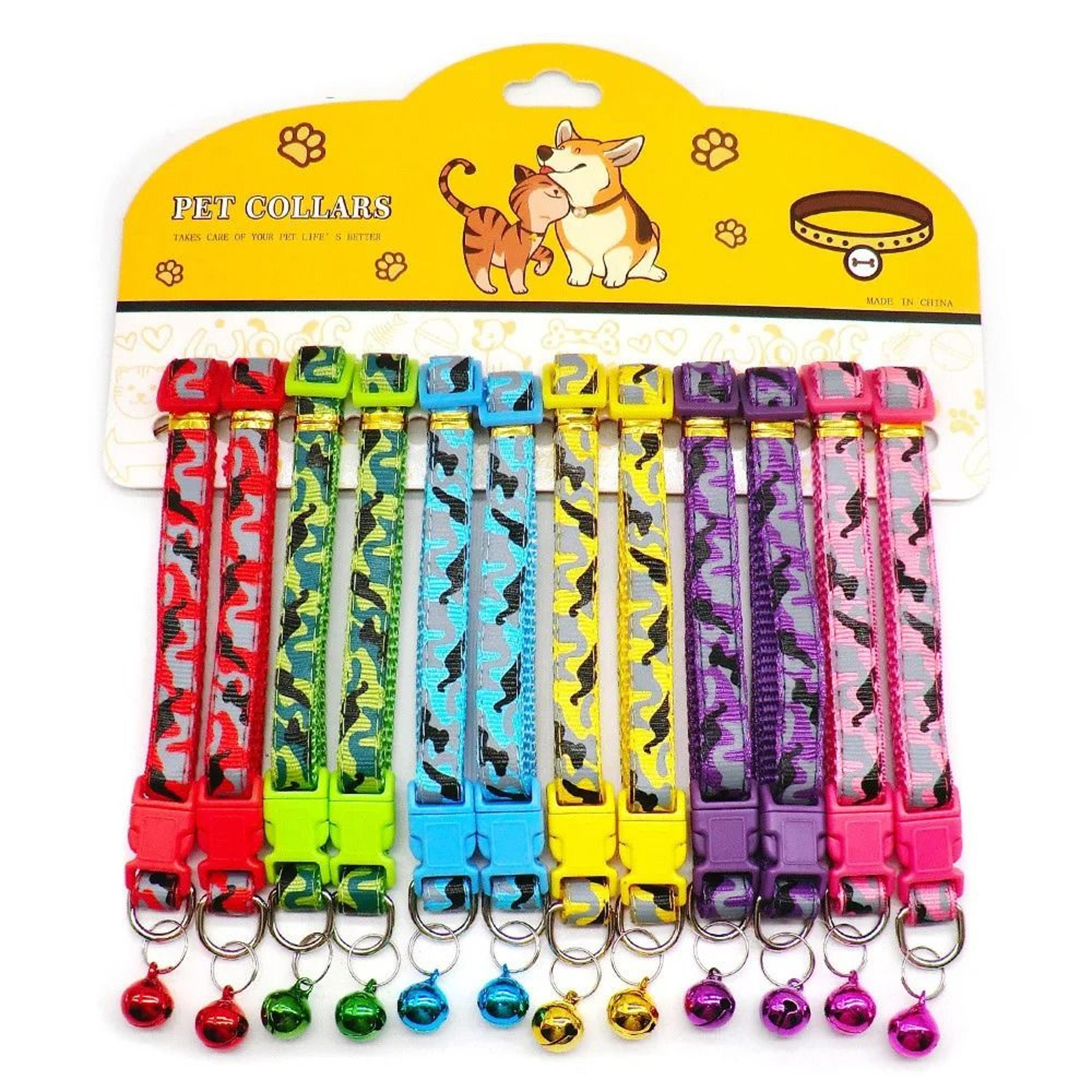 12Piece Wholesale Adjustable Nylon Cat  Dog Collars With Bells 4
