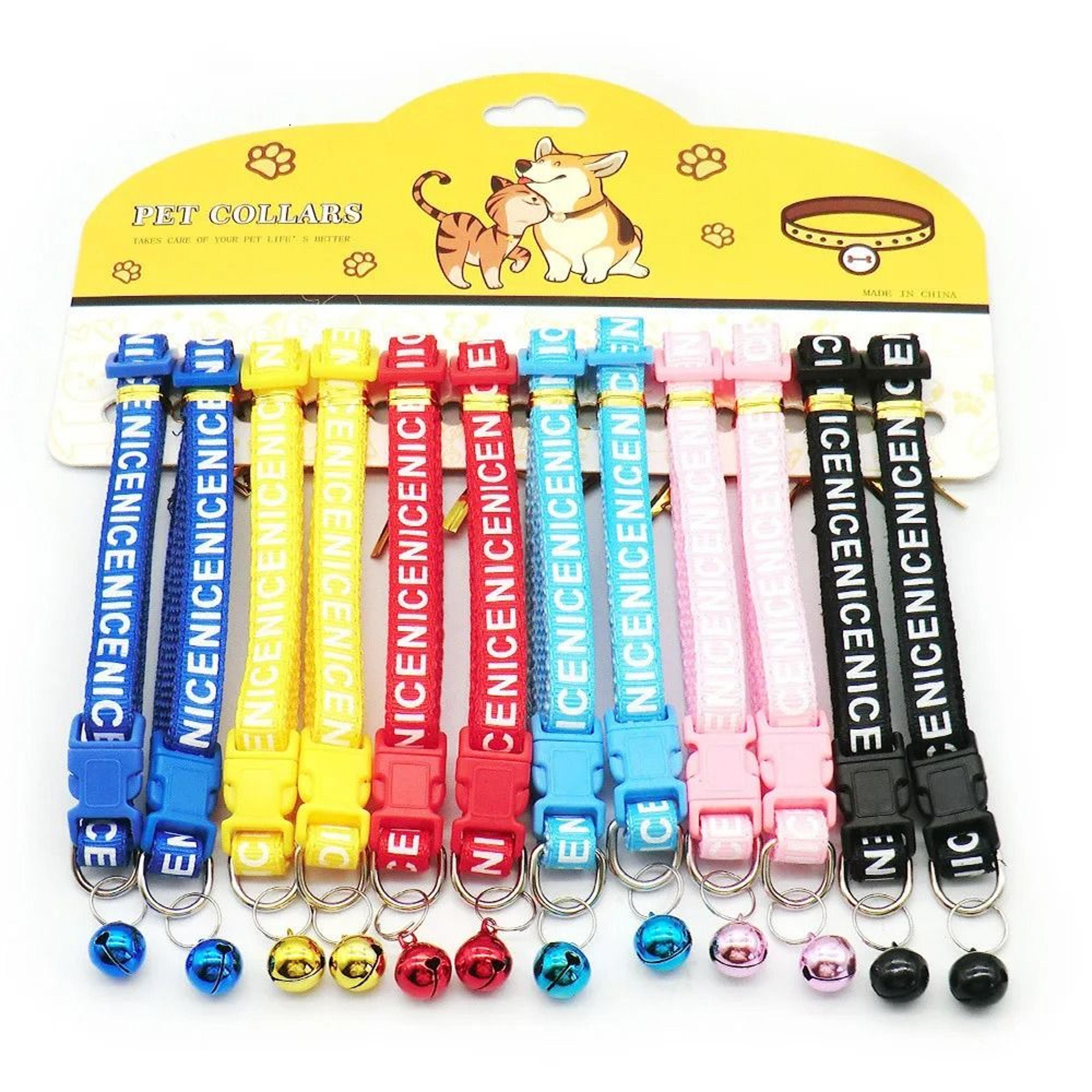 12Piece Wholesale Adjustable Nylon Cat  Dog Collars With Bells 6
