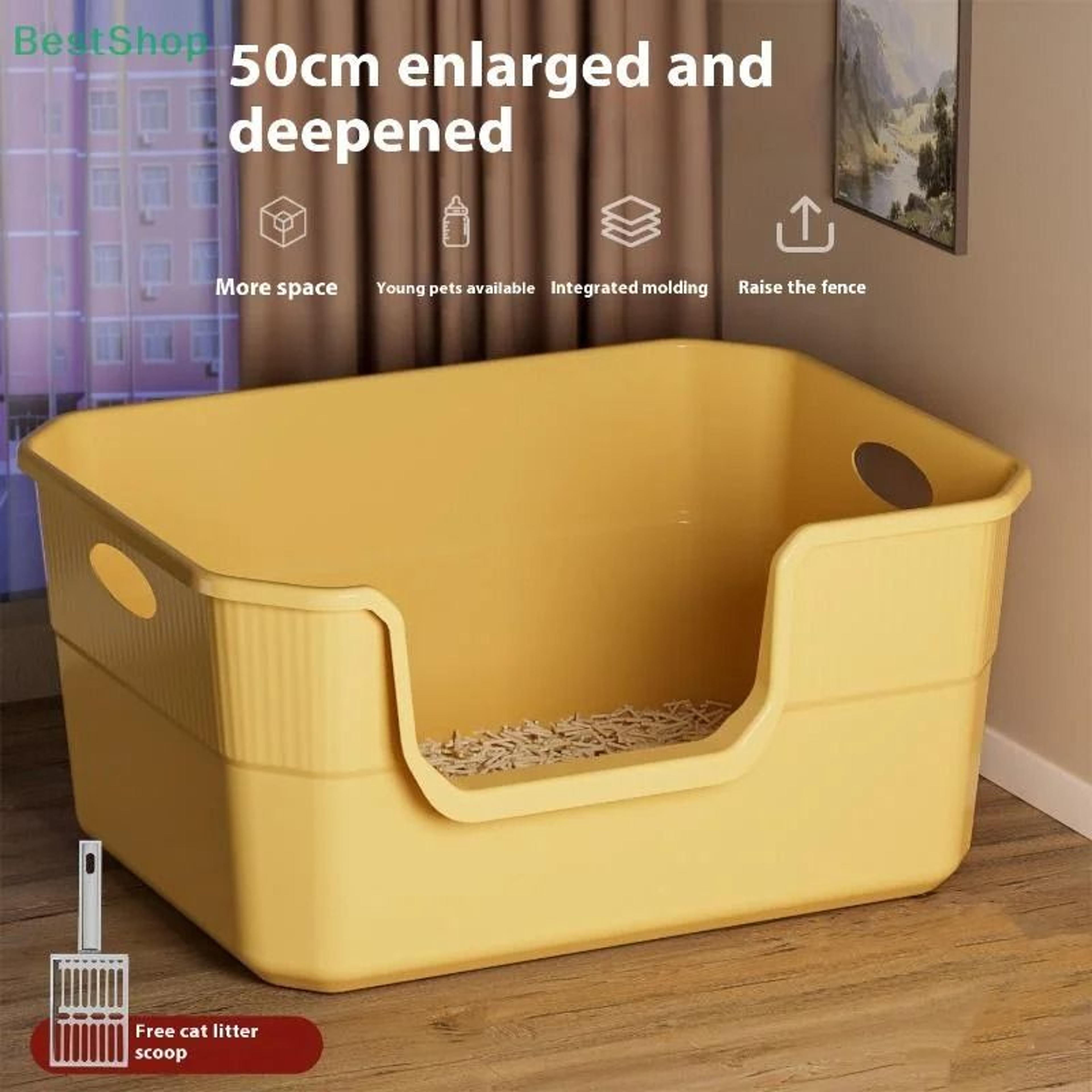 Extra Large SemiEnclosed Open Cat Litter Box 1