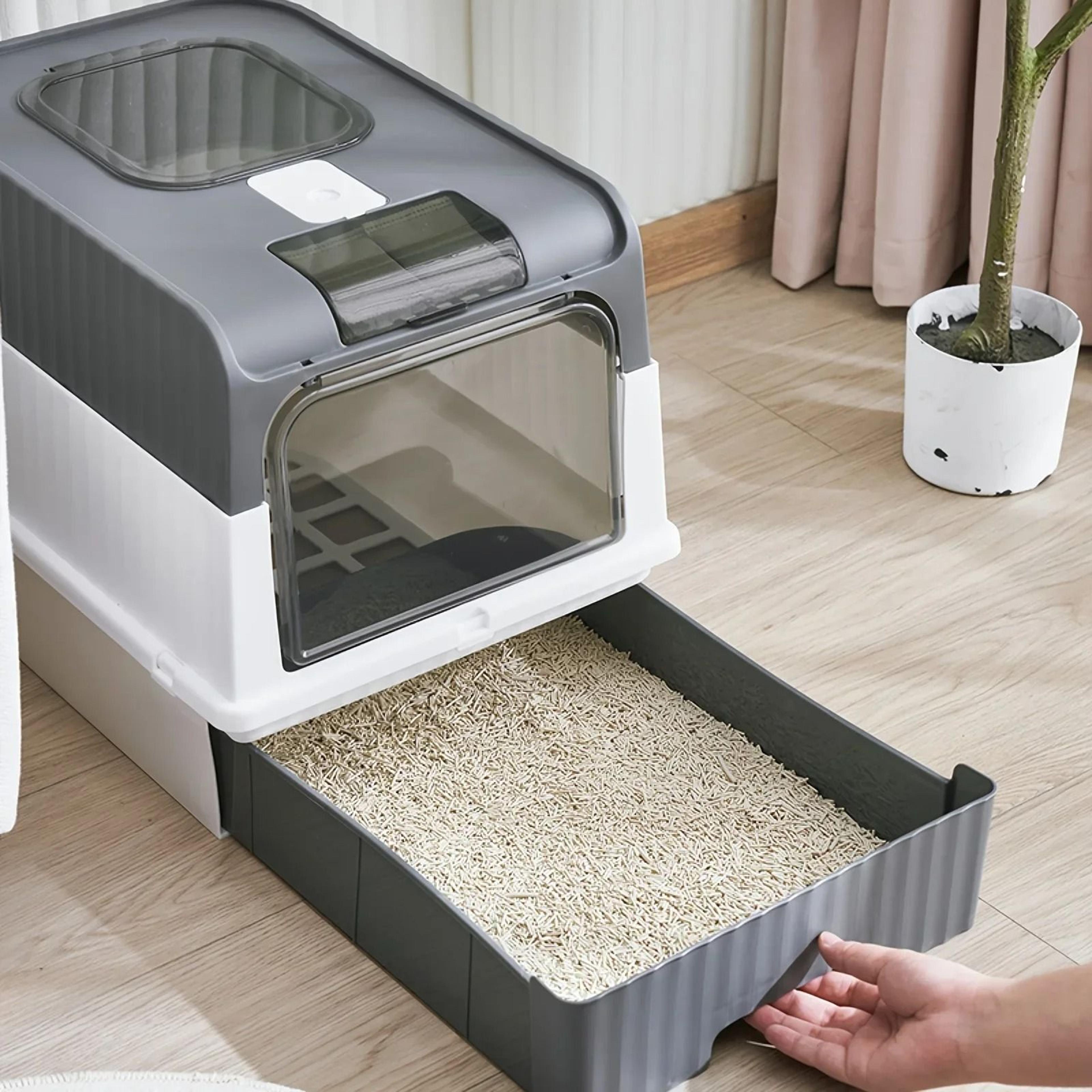 Portable Collapsible Cat Litter Pan With Splash Guard And Plastic Scoop 7