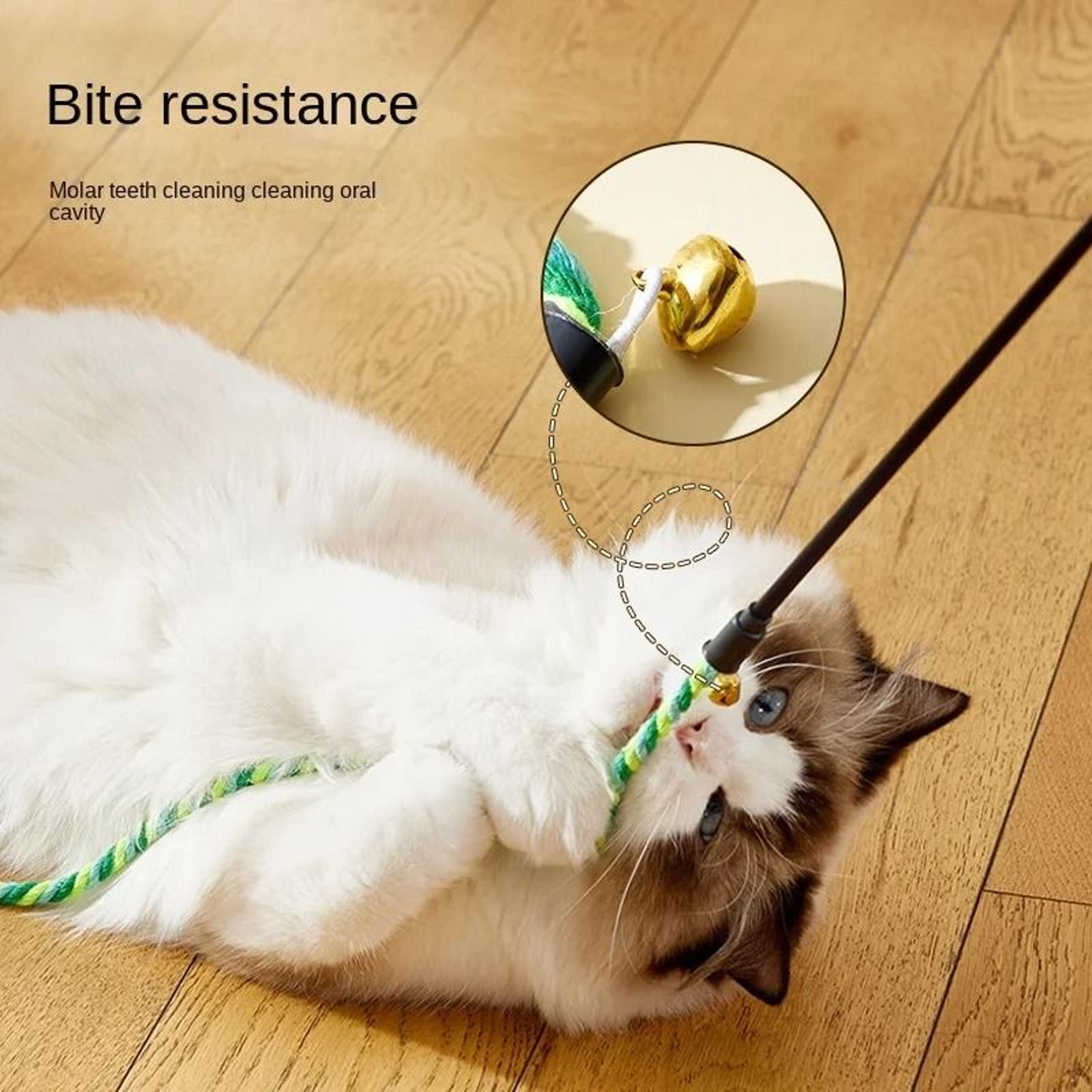 Simulation Feather And Satin Ribbon Interactive Cat Teaser Wand Toy 1