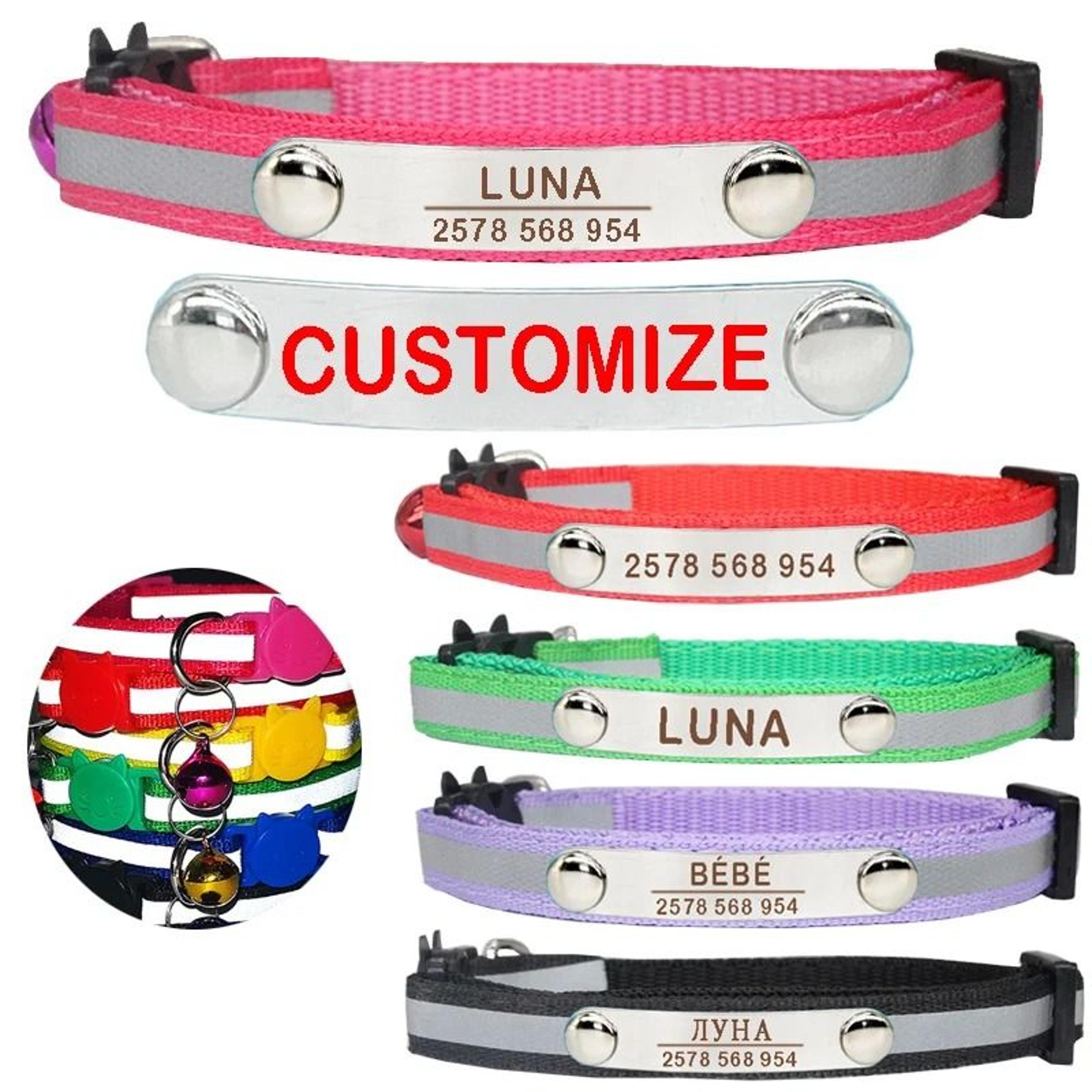 custom reflective personalized id cat collar with safety breakaway buckle