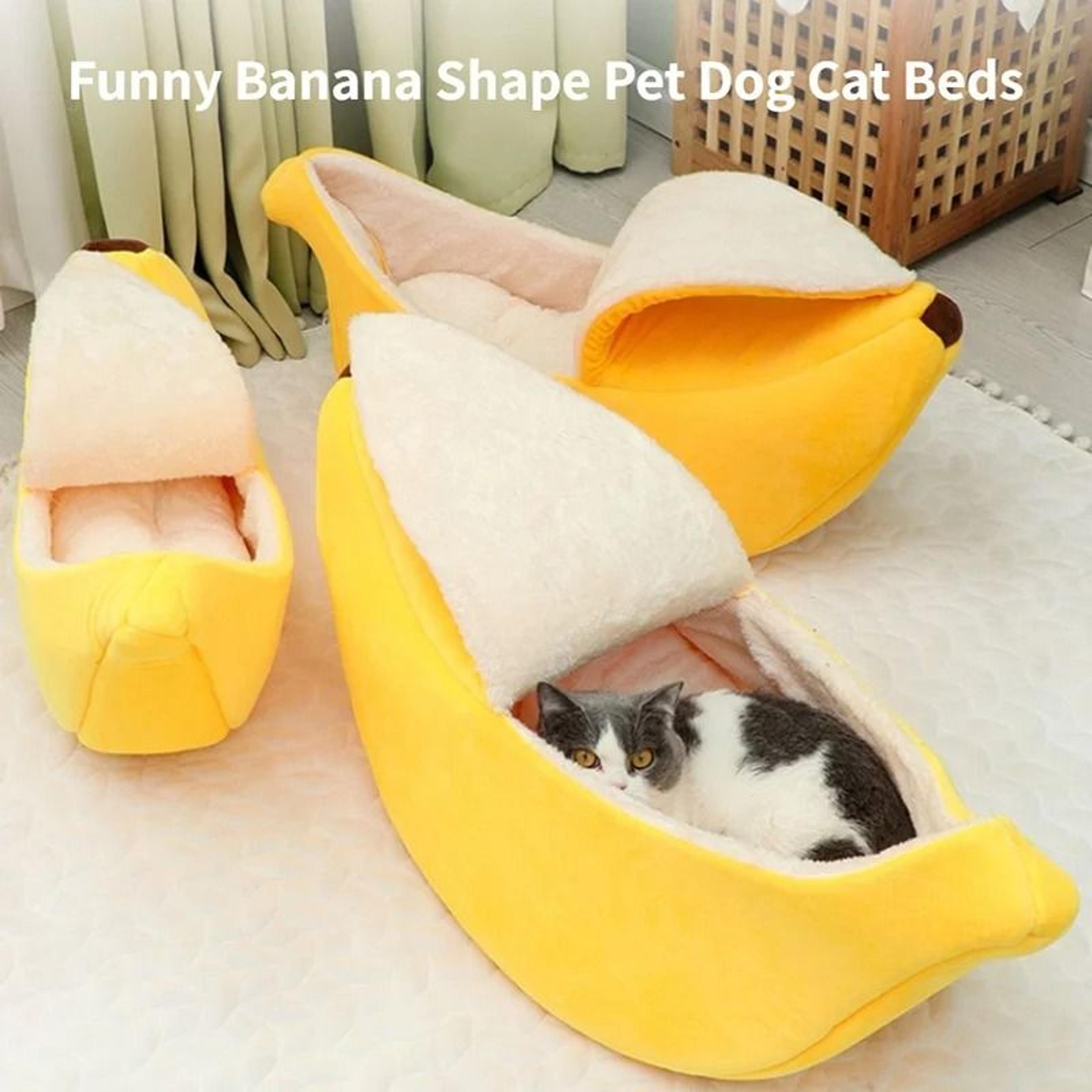 funny banana shape cozy cat bed house and warm cushion nest