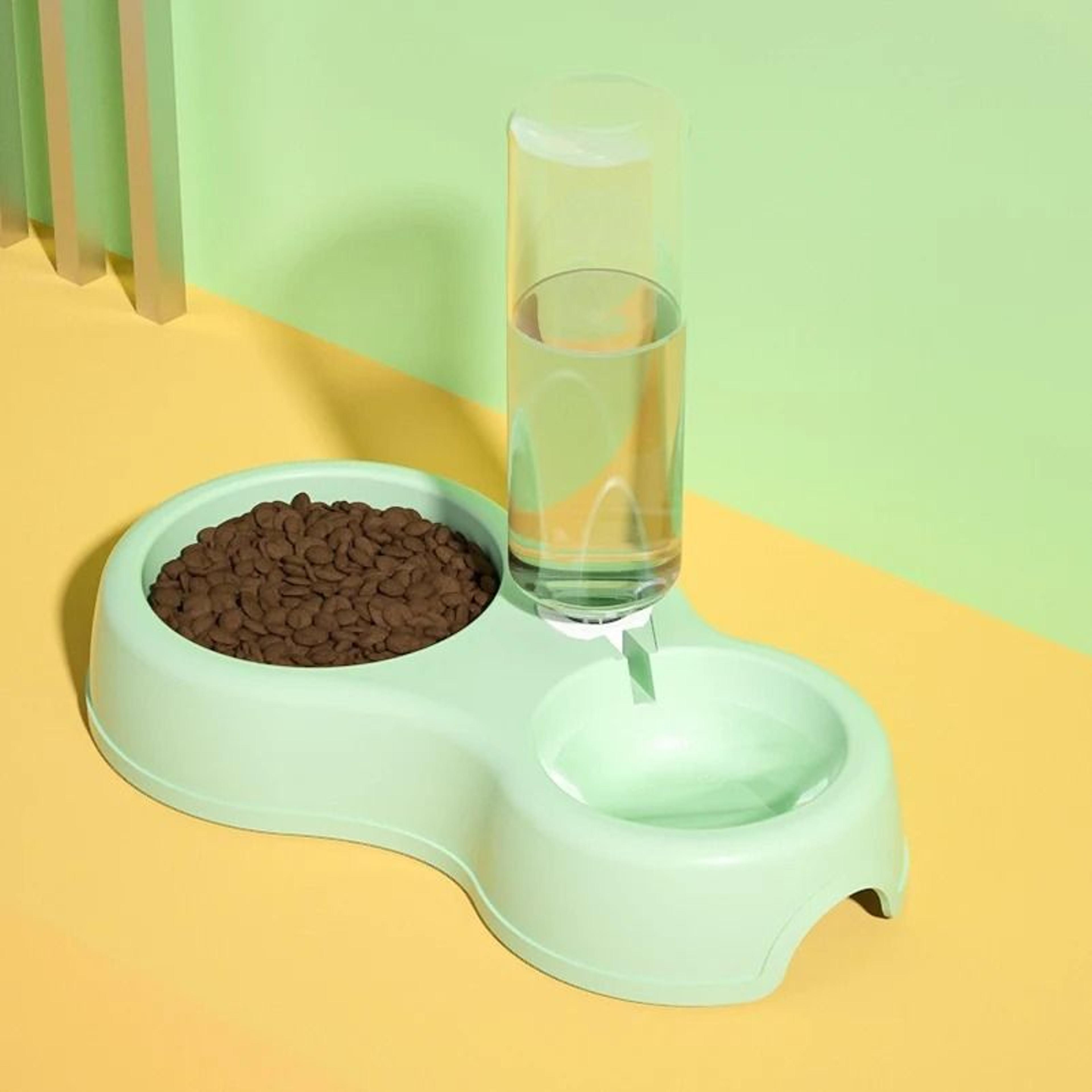 Integrated Automatic Pet Feeding And Drinking Double Bowl Station 0
